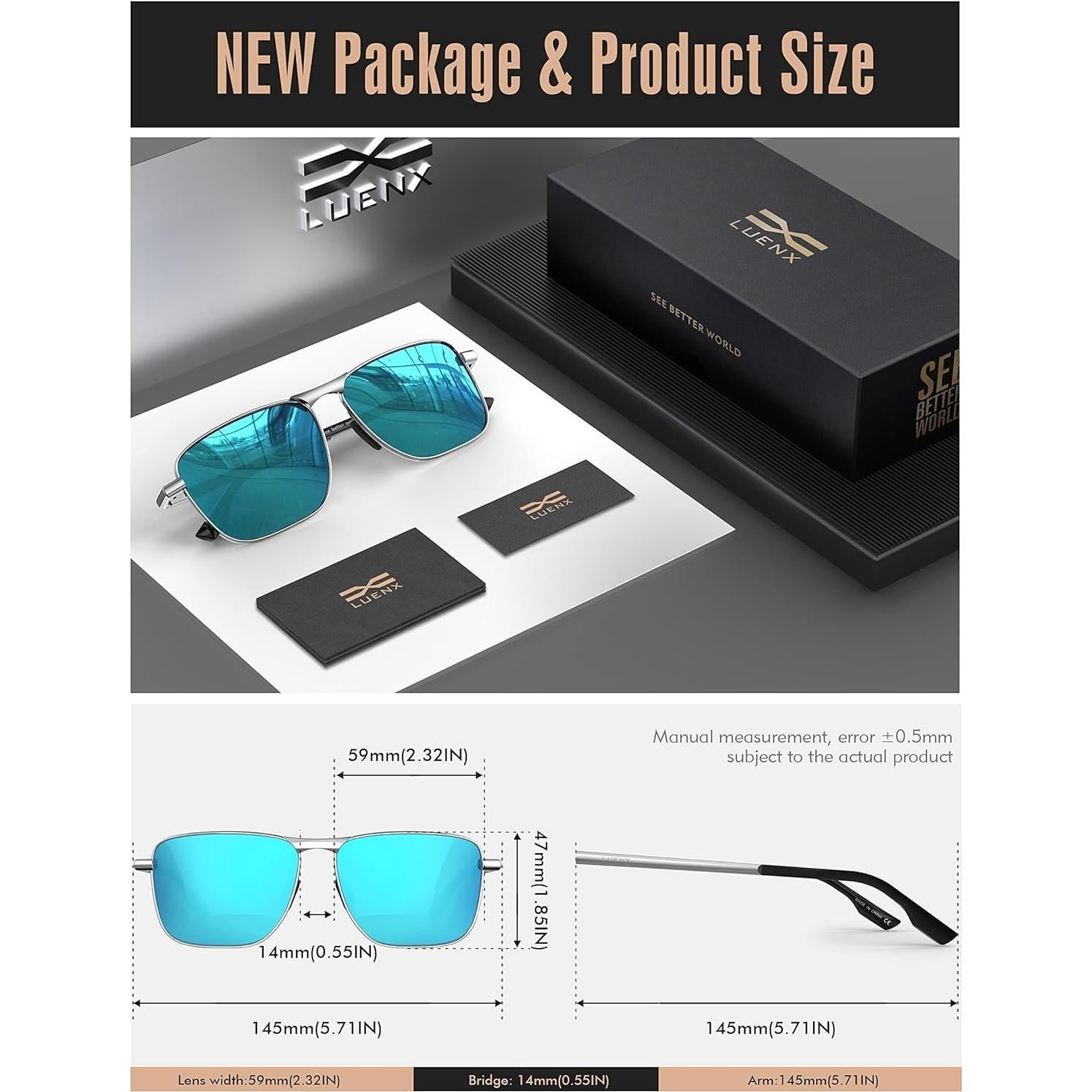 Gafas de sol aviador LUENX polarizadas UV400 para hombres