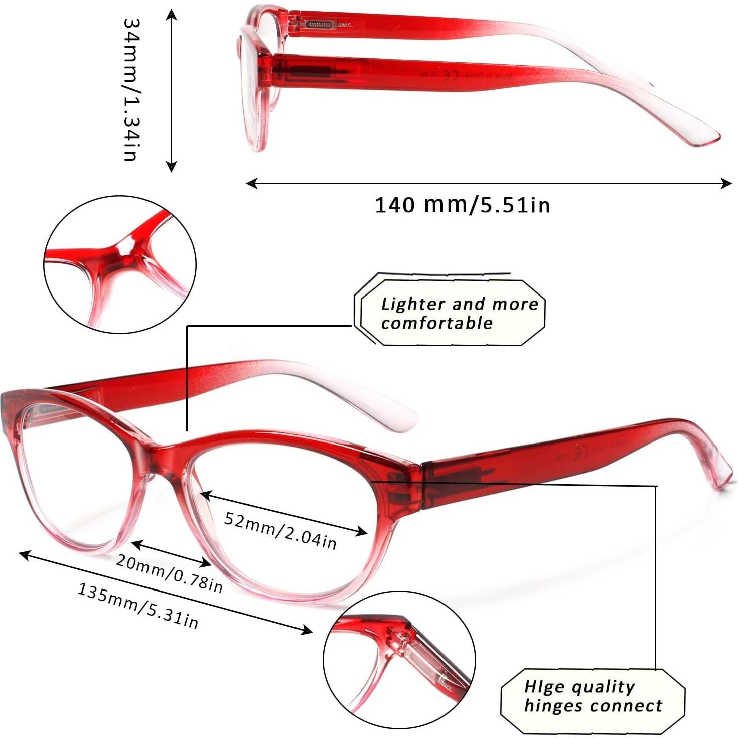 Gafas de lectura Cat Eye SIGVAN 5 pares con bloqueo luz azul