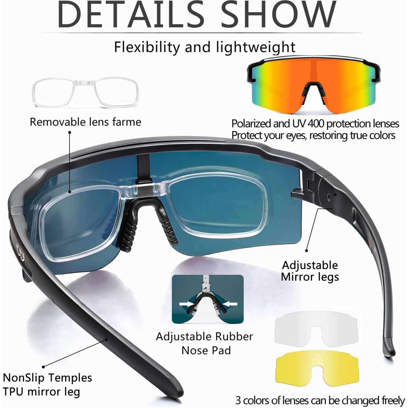 Gafas de Ciclismo SPOSUNE con 3 Lentes Intercambiables