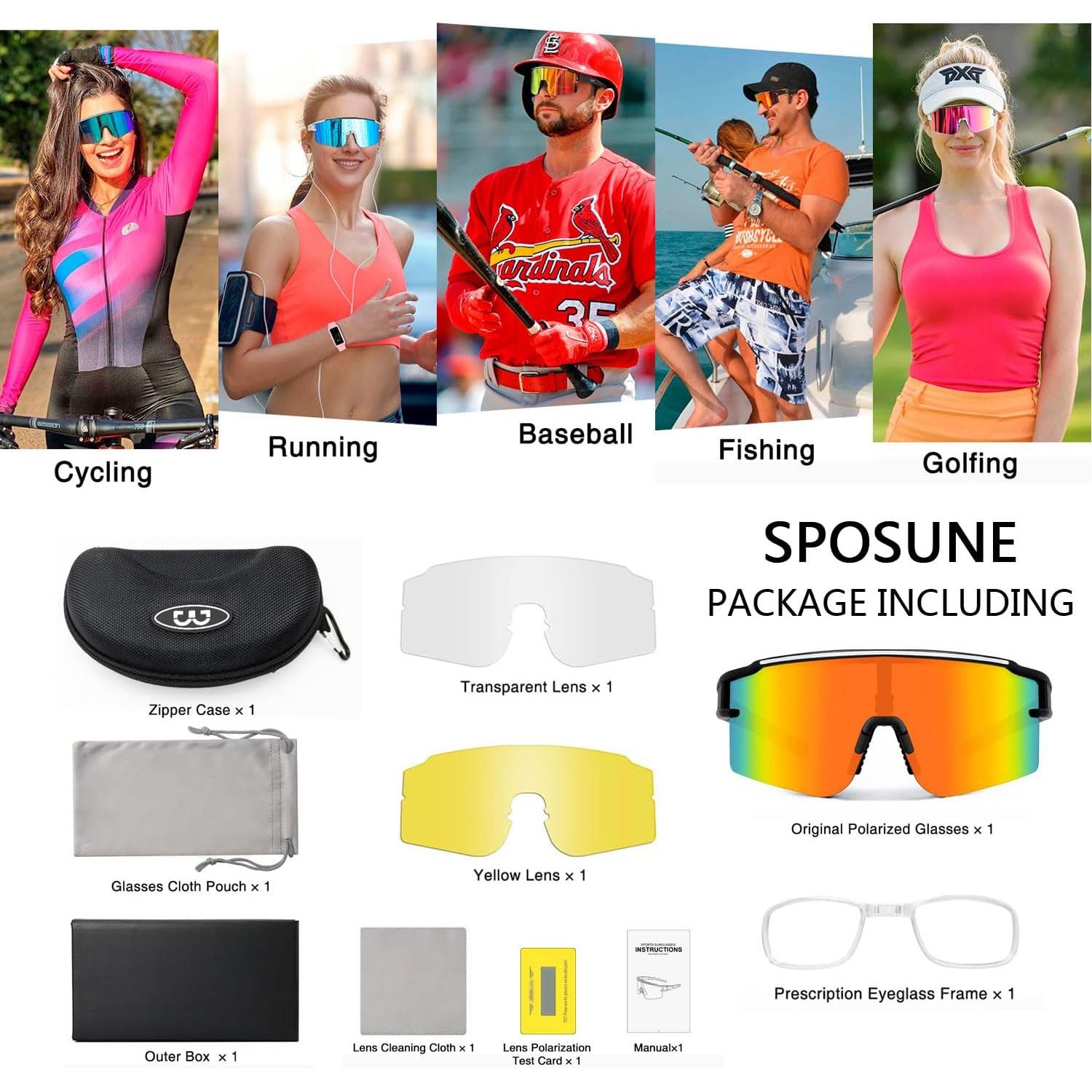 Gafas de Ciclismo SPOSUNE con 3 Lentes Intercambiables