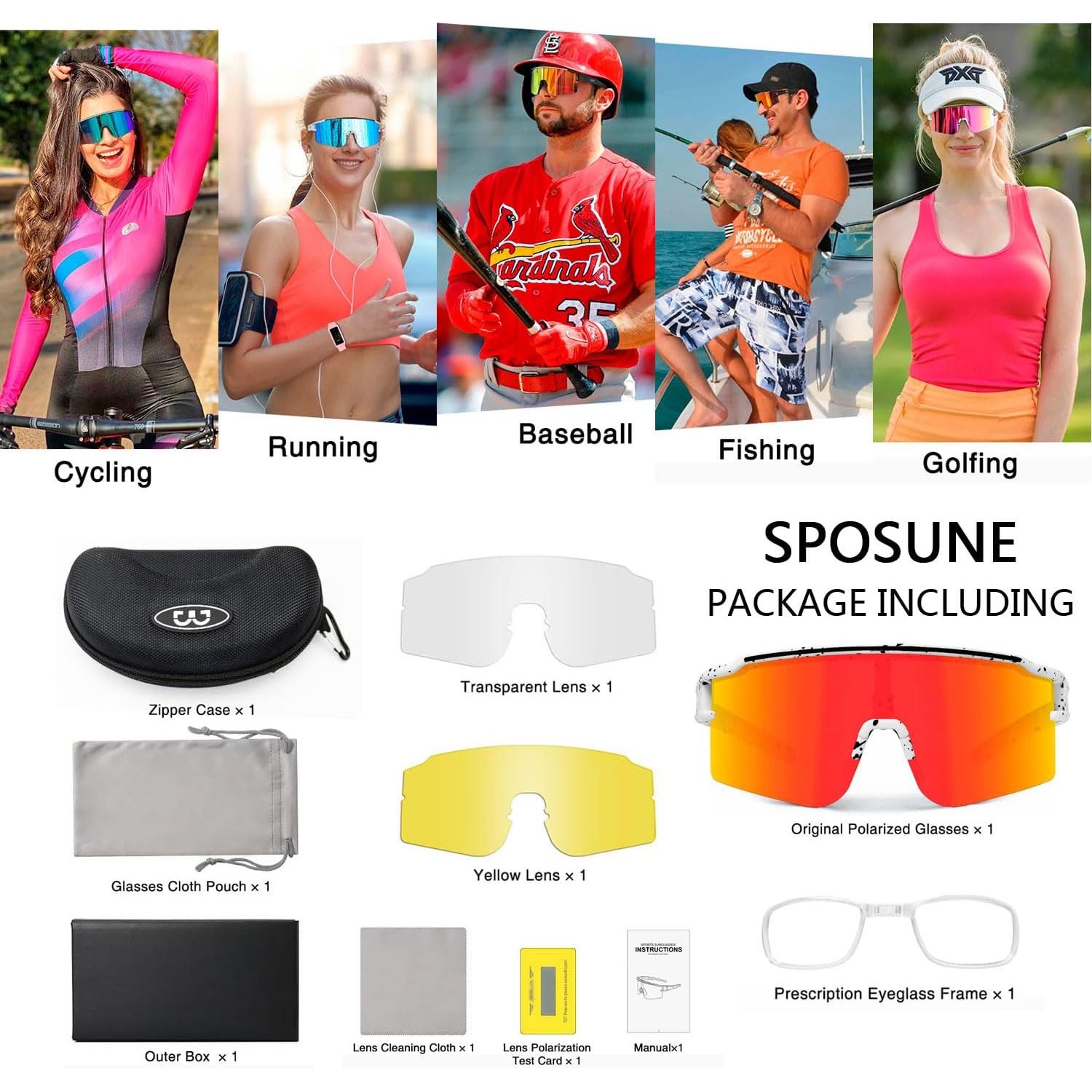 Gafas de Ciclismo SPOSUNE con 3 Lentes Intercambiables