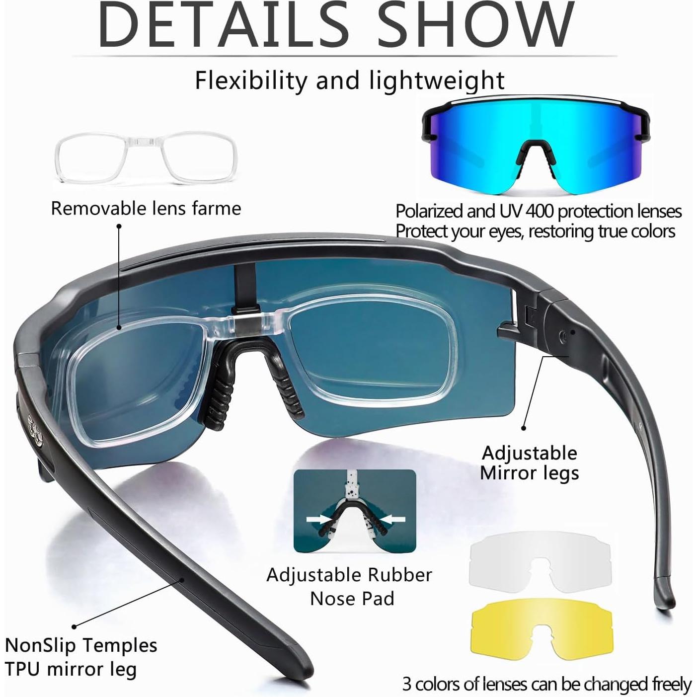 Gafas de Ciclismo SPOSUNE con 3 Lentes Intercambiables