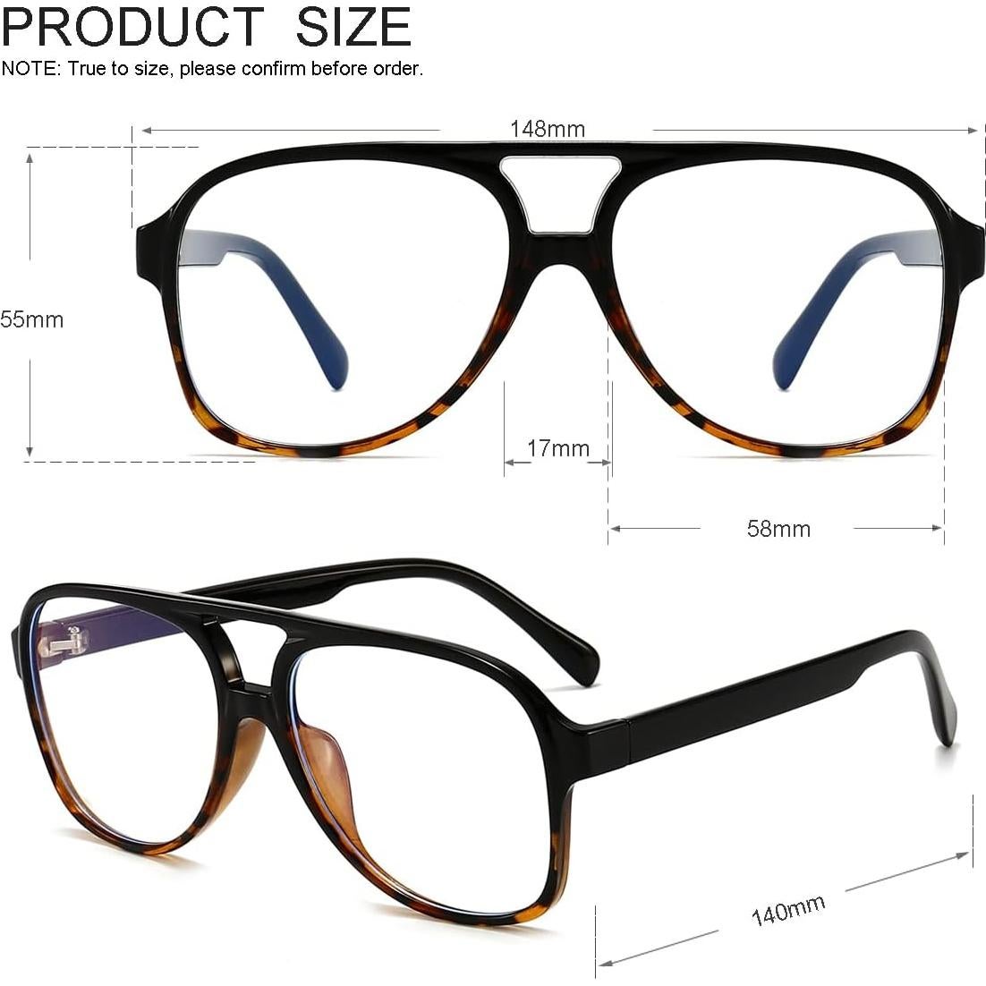 Gafas Aviador JOVAKIT Unisex Lente Clara 58mm Marco Moda