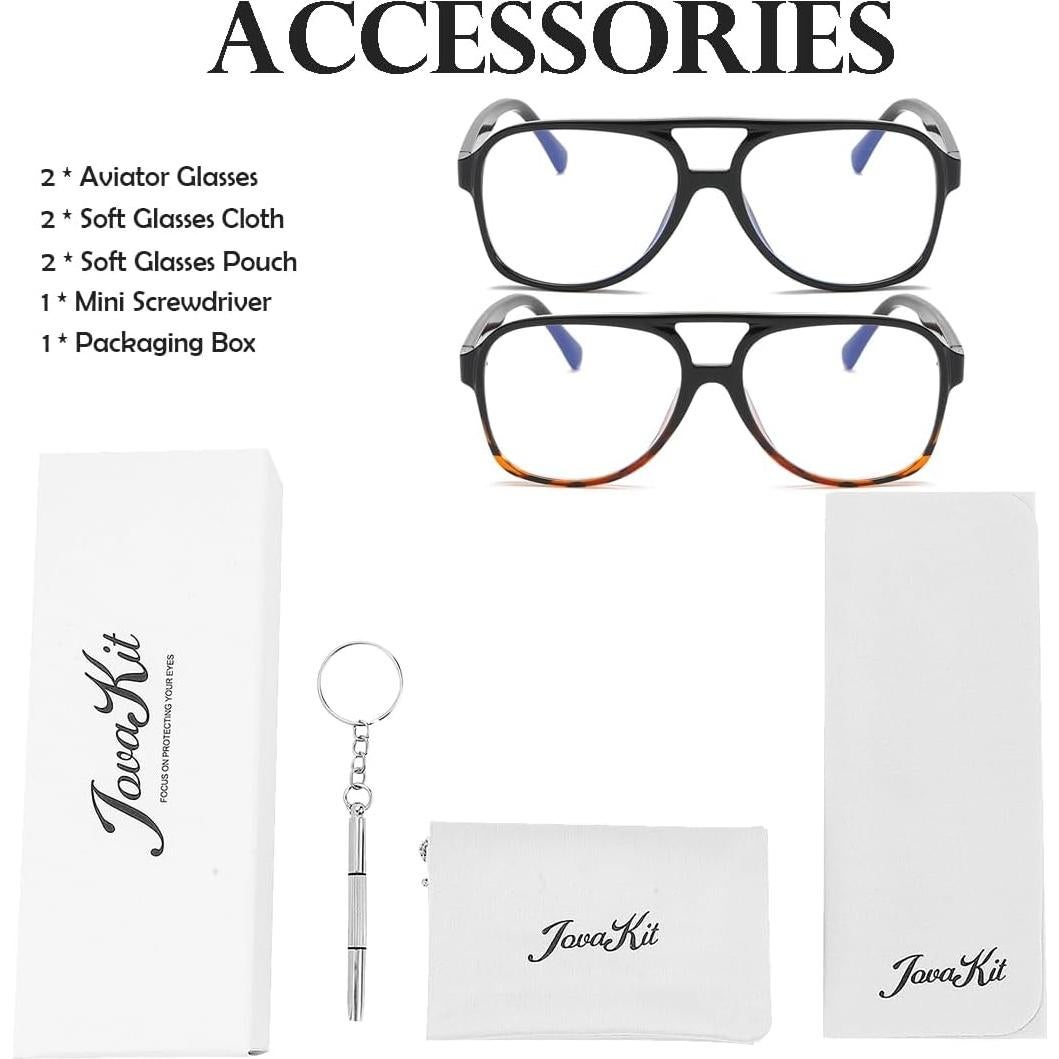 Gafas Aviador JOVAKIT Unisex Lentes Claros Diseño Retro