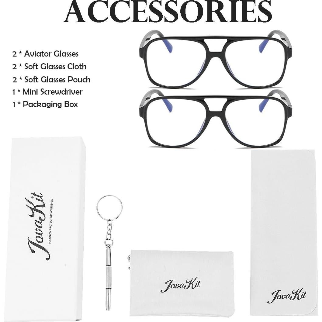 Gafas Aviador JOVAKIT Unisex Lente Clara HD Marco Ligero