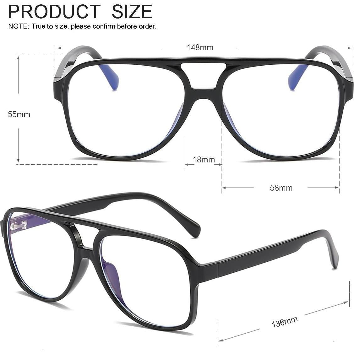 Gafas Aviador JOVAKIT Unisex Lentes Claros 58mm