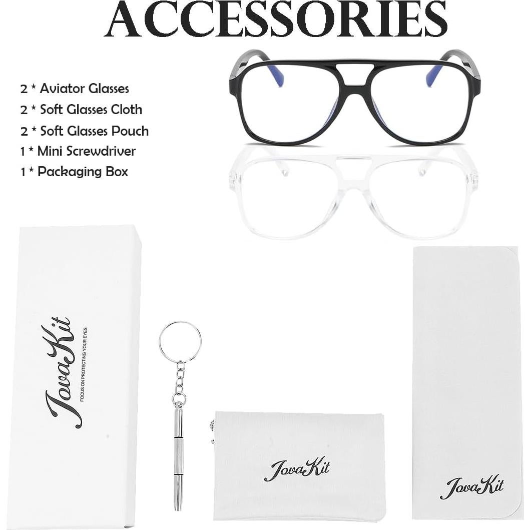 Gafas Aviador JOVAKIT Unisex Lentes Claros 58mm