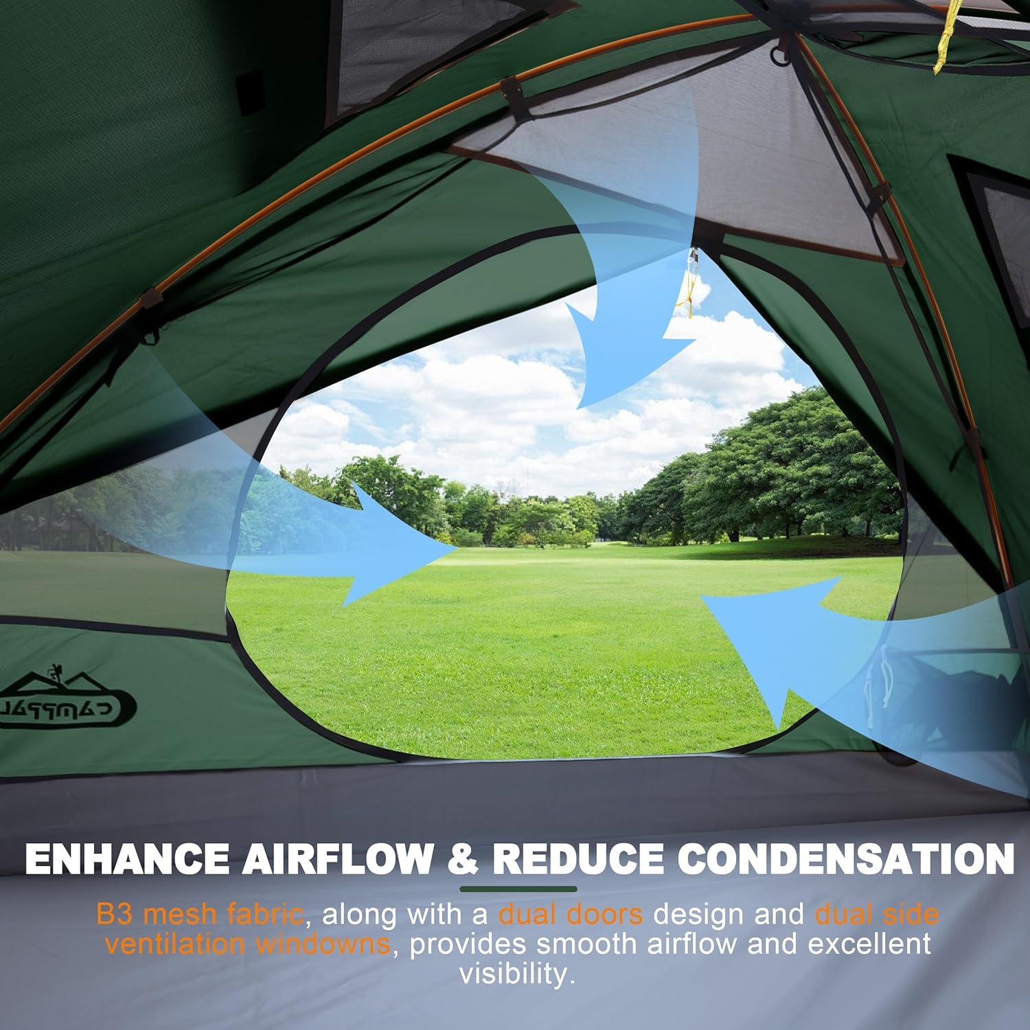 Tienda de Camping 2 Personas Camppal Impermeable Verde-Max