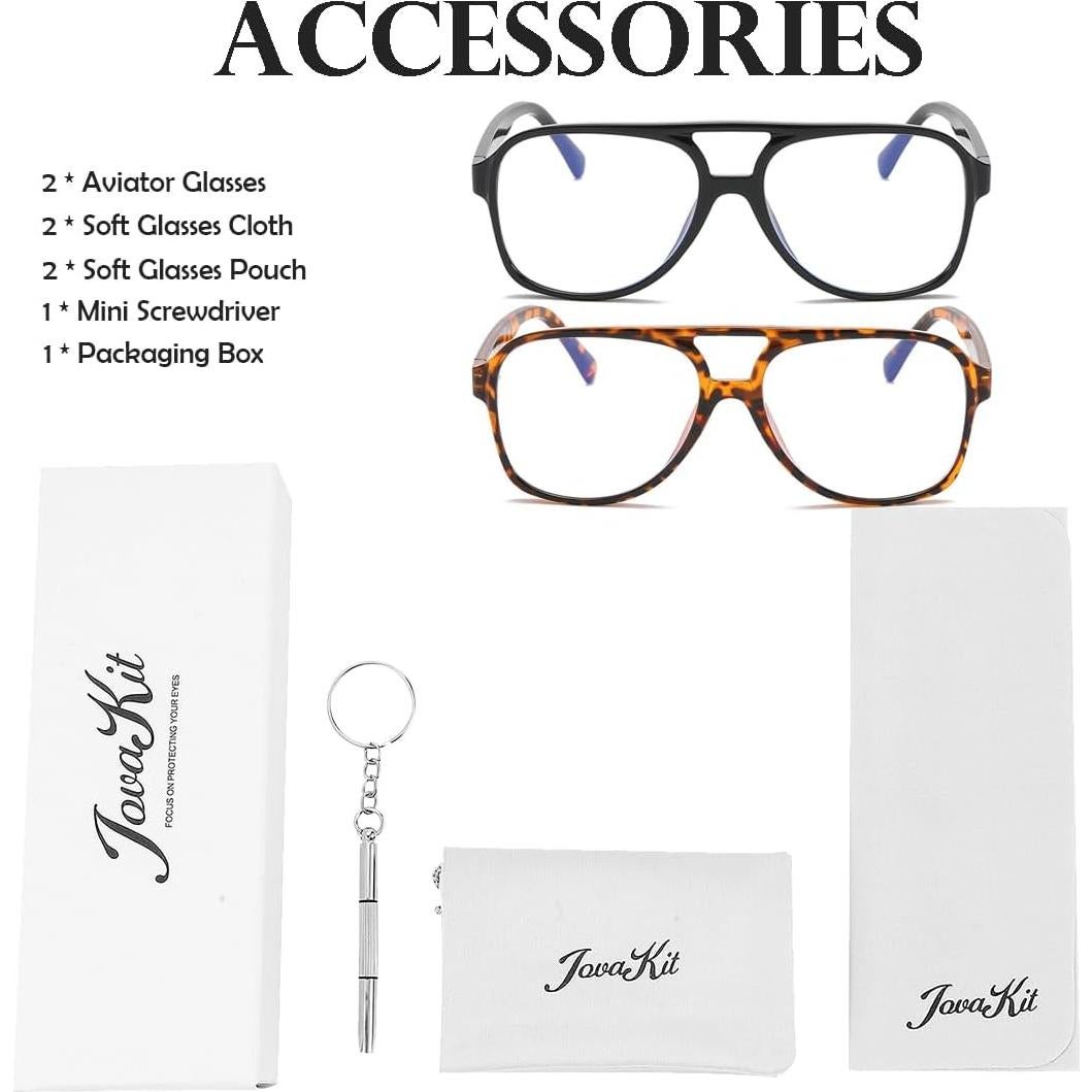 Gafas Aviador JOVAKIT Unisex Lentes Claros Diseño Retro