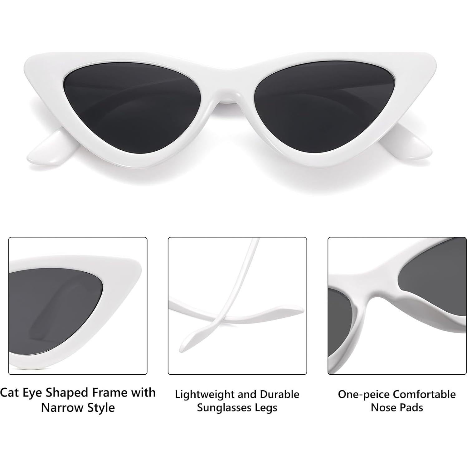 Gafas de sol estilo gato LIKSMU para mujeres, marco blanco