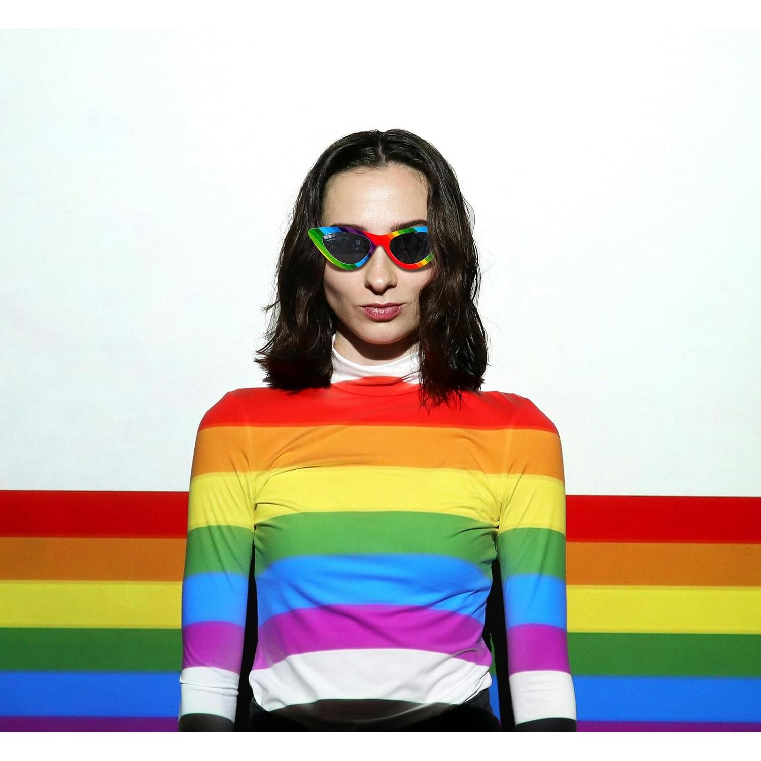 Gafas de sol estilo gato LIKSMU arcoíris para mujeres