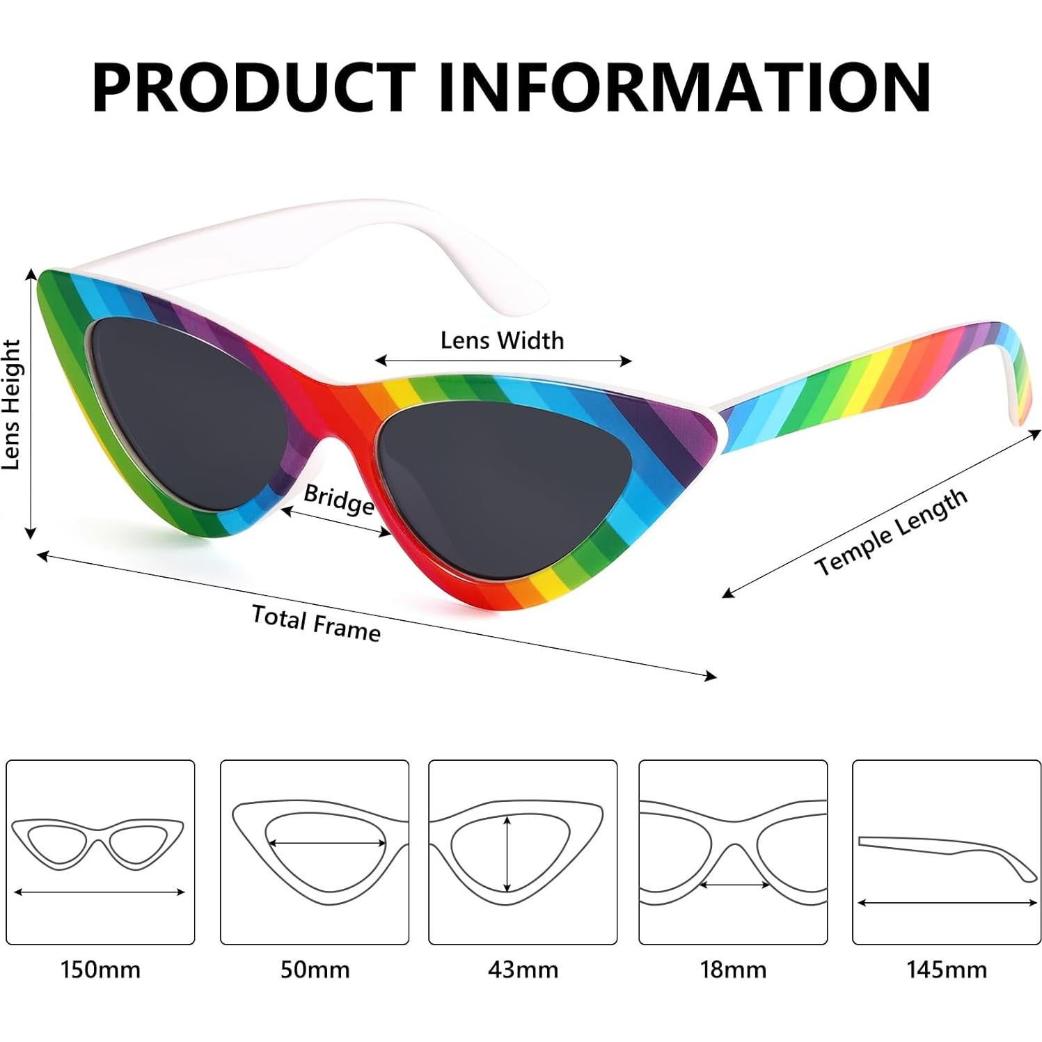 Gafas de sol estilo gato LIKSMU arcoíris para mujeres