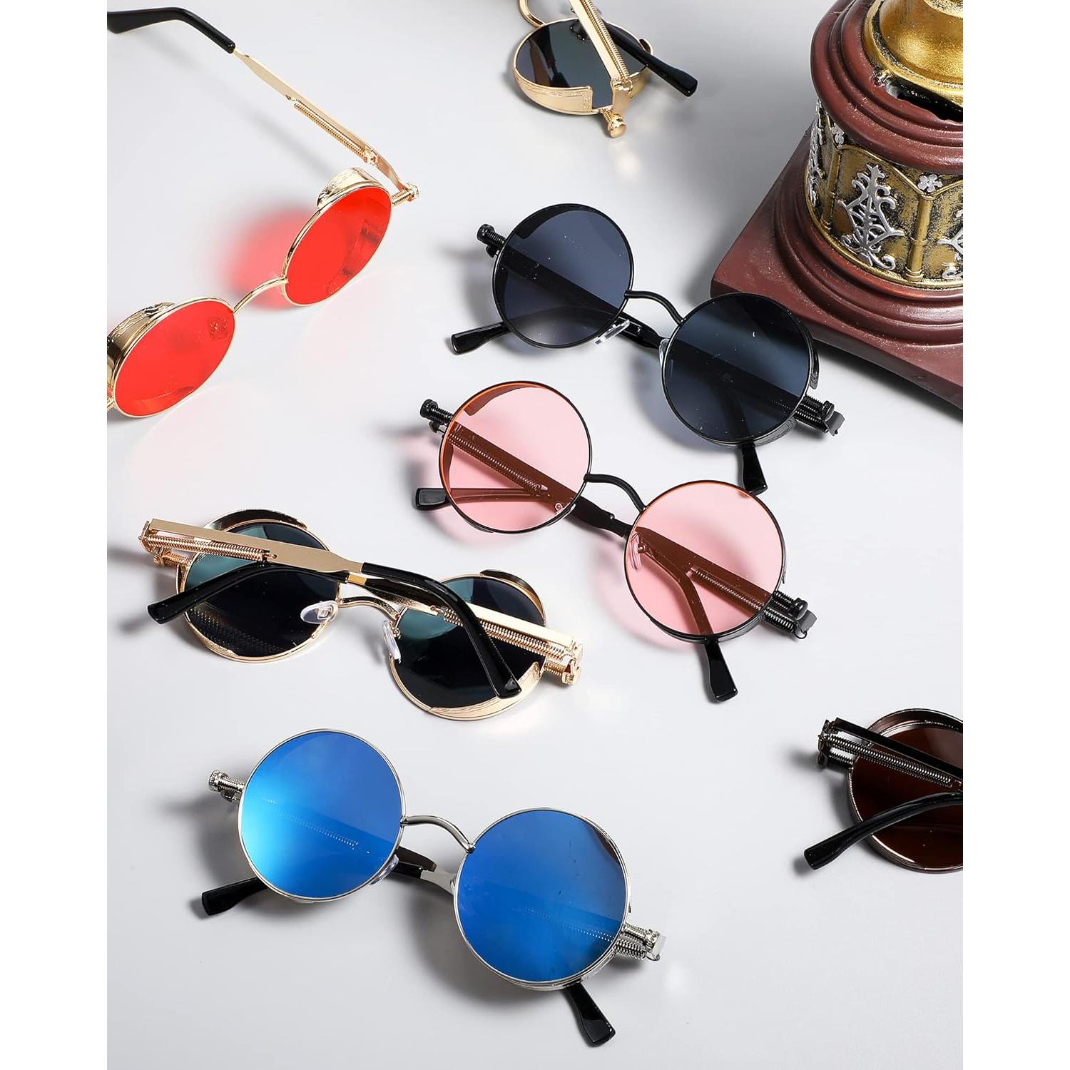 8 Gafas Steampunk Retro Redondas Coume para Hombres y Mujeres