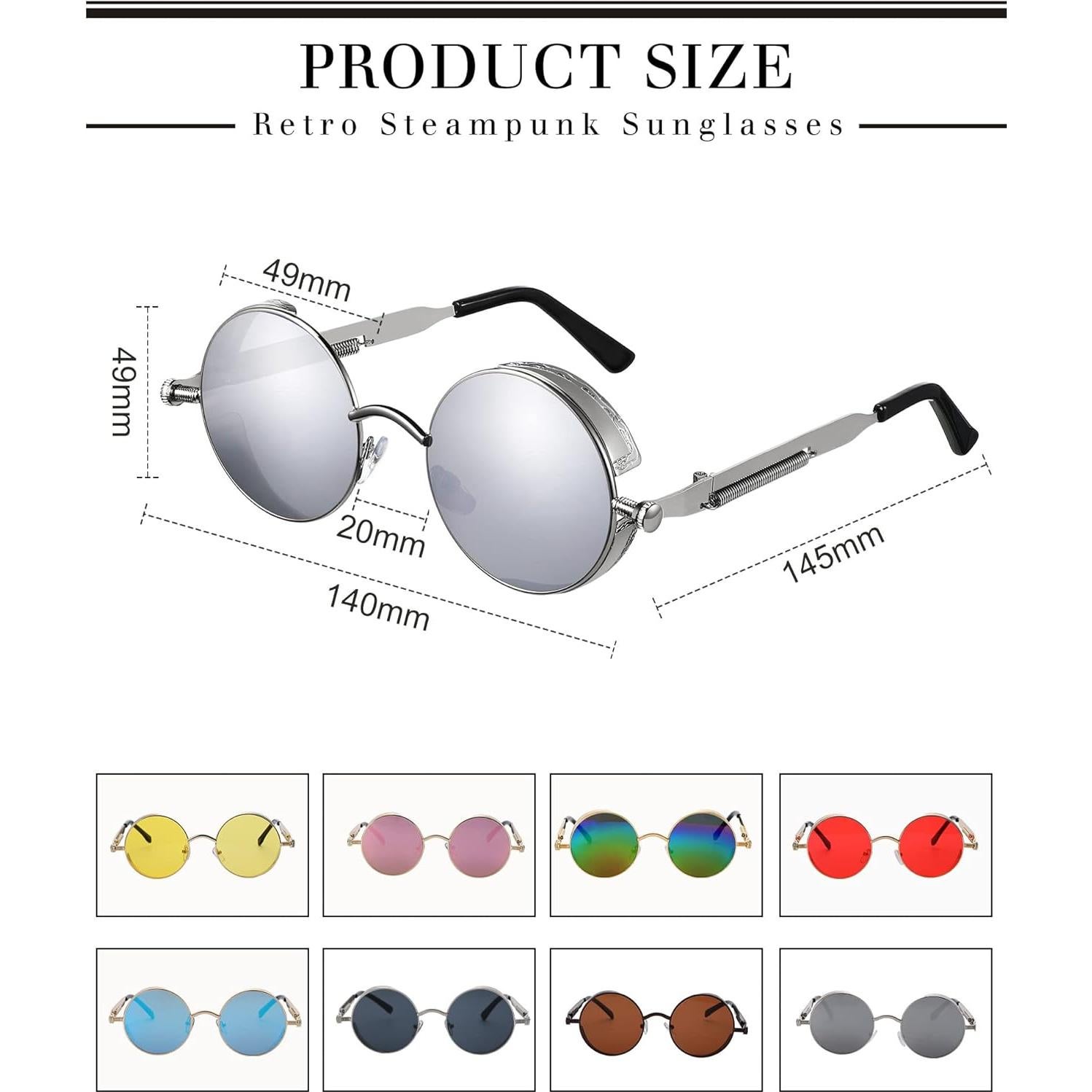 Gafas Steampunk 8 Pcs Coume Retro Redondas Unisex