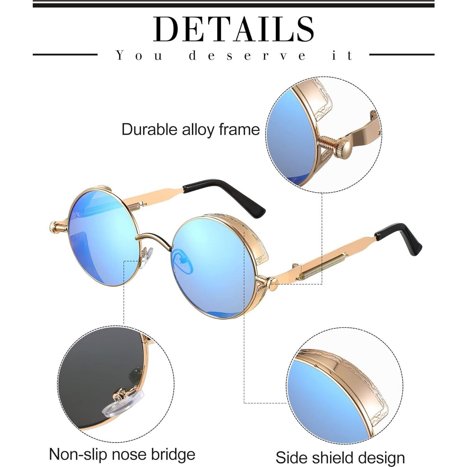 Gafas Steampunk 8 Pcs Coume Retro Redondas Unisex