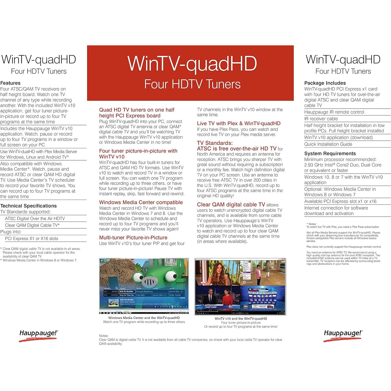 Tarjeta Sintonizadora de TV Hauppauge WinTV-quadHD 1609