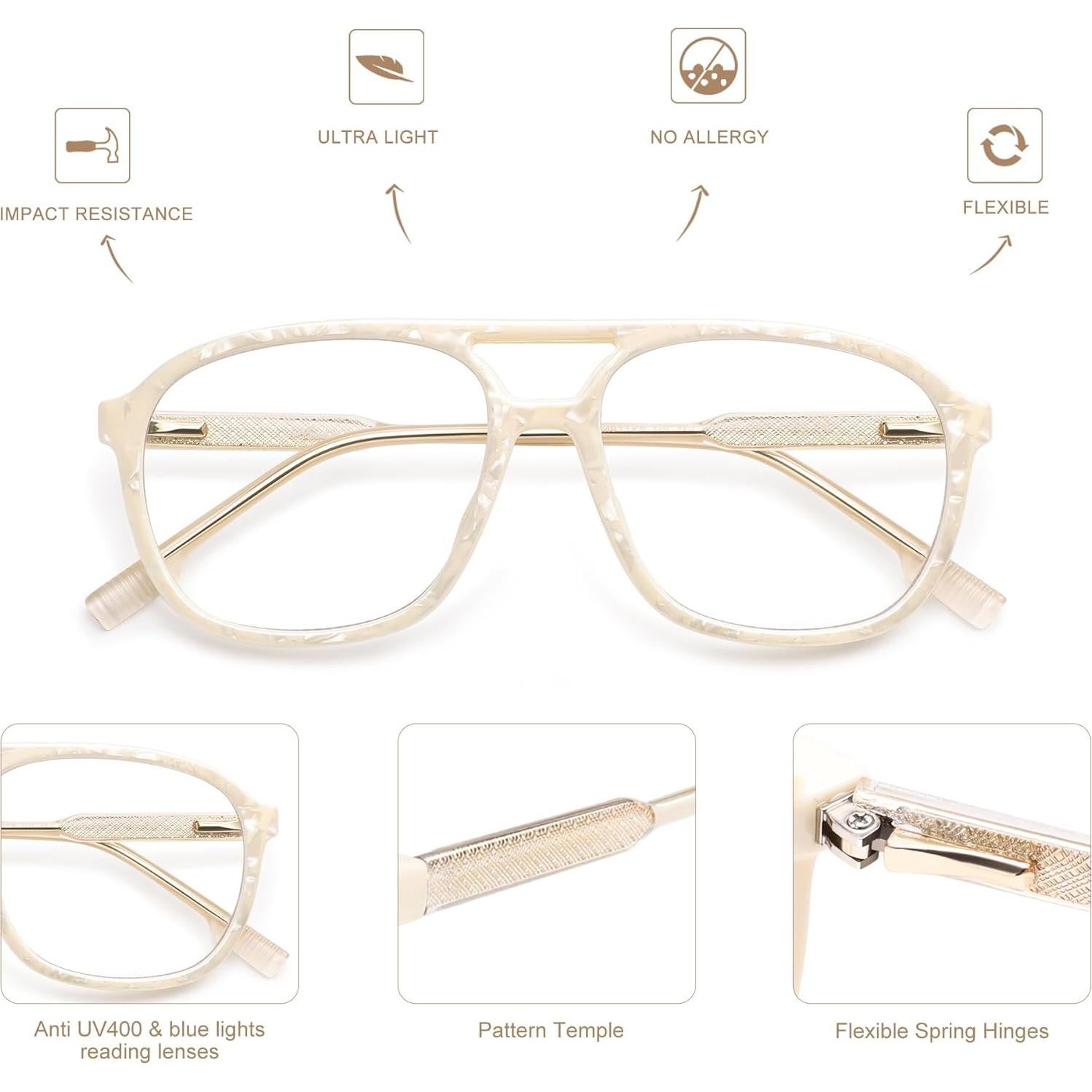 Gafas de Lectura AMOMOMA Retro con Luz Azul 1.5 Unisex