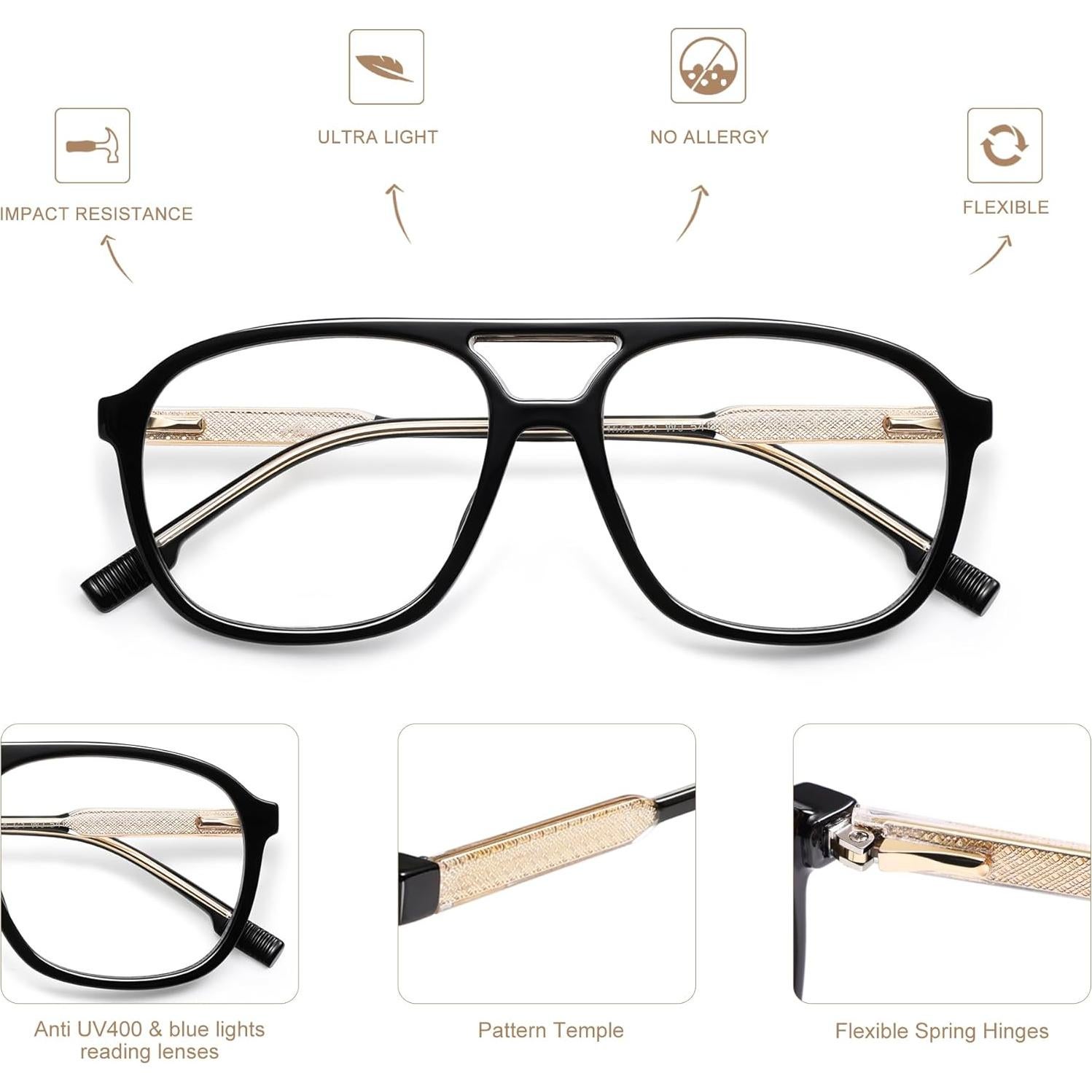 Gafas de Lectura AMOMOMA Retro con Luz Azul 1.5 Unisex