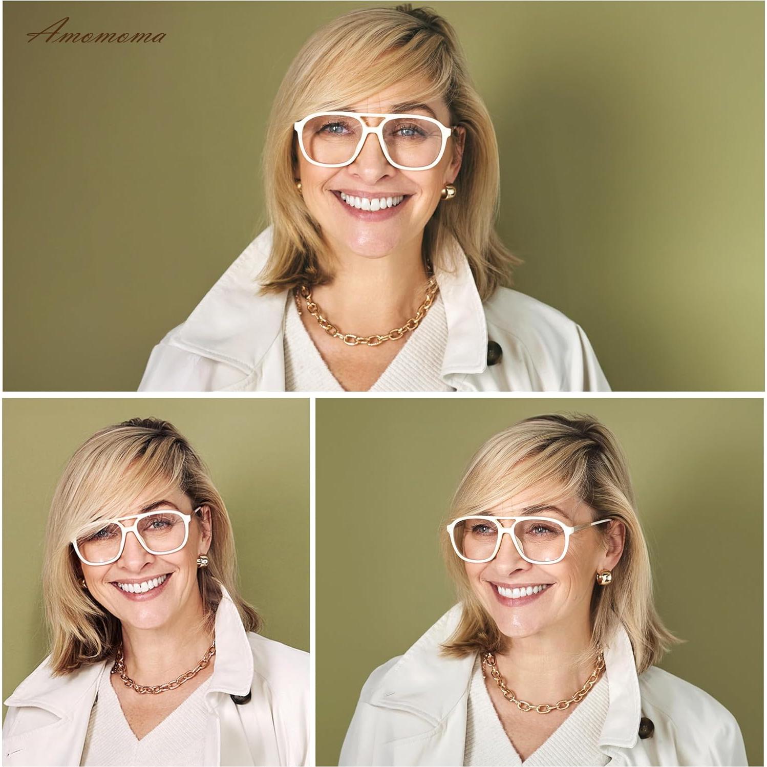 Gafas de Lectura AMOMOMA Retro con Luz Azul 2.5x