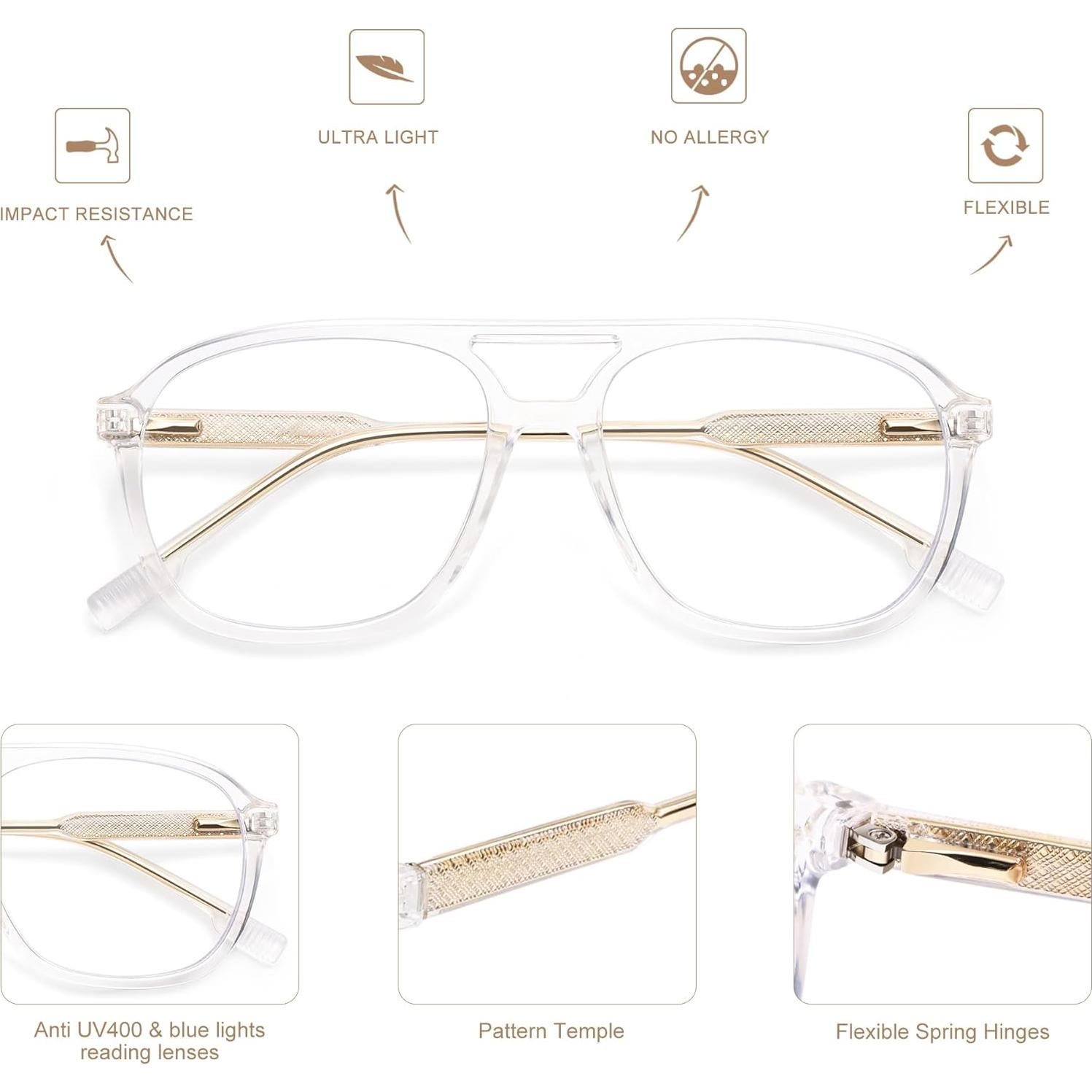 Gafas de Lectura AMOMOMA Retro con Luz Azul 3.0x