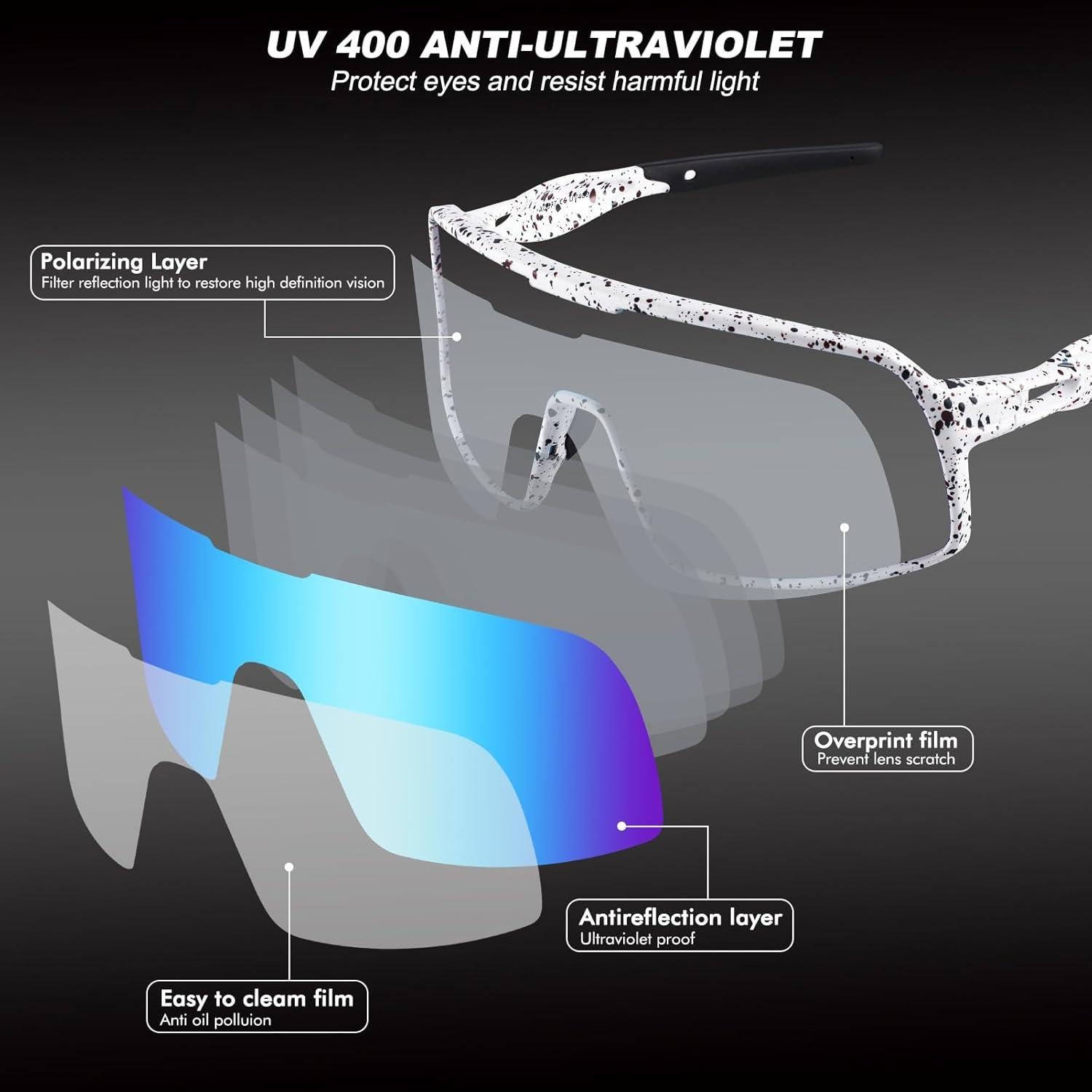 Gafas de Ciclismo Polarizadas BangLong UV400 Azul