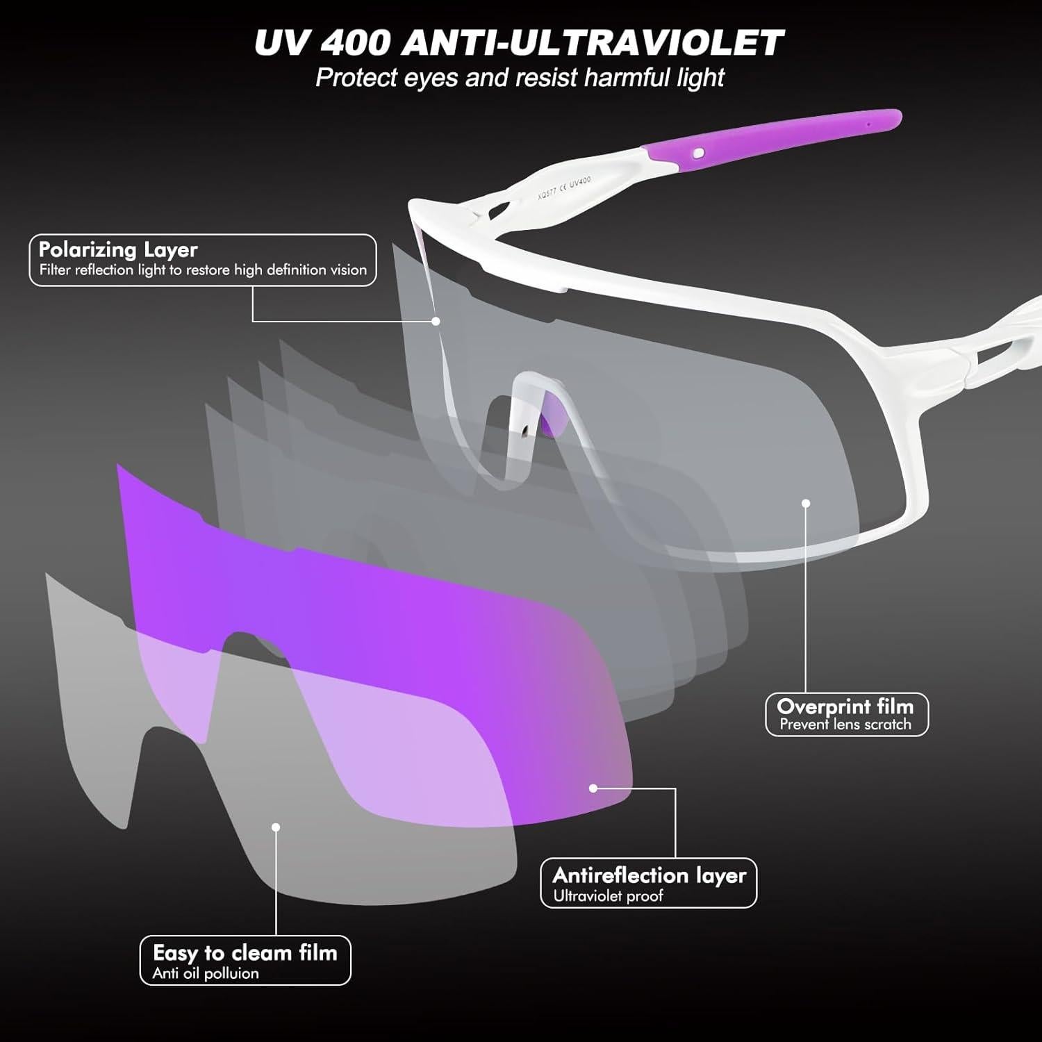 Gafas de Ciclismo BangLong UV400, Ligeras y Comodas