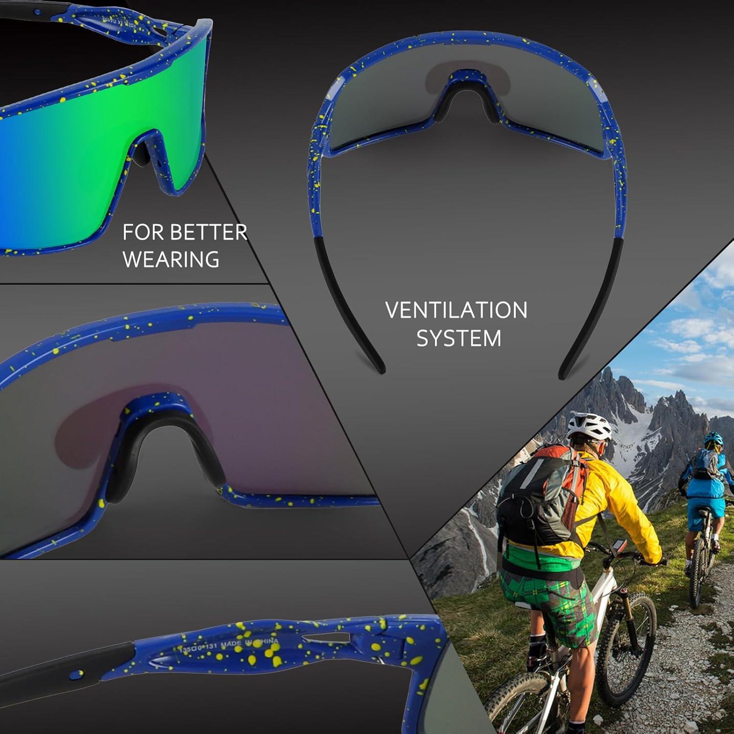 Gafas de Ciclismo BangLong UV400 Verde, Ligeras y Cómodas