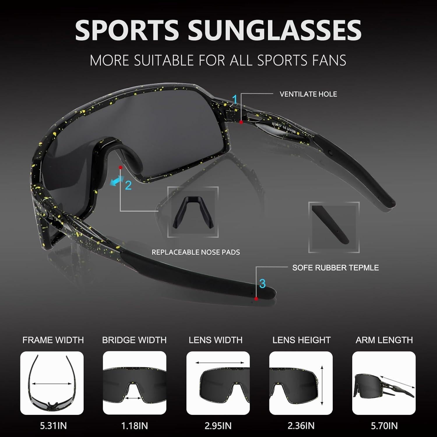 Gafas de Ciclismo BangLong UV400, Ligeras y Comodas