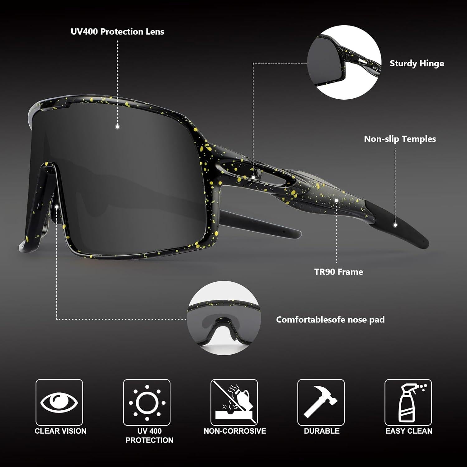 Gafas de Ciclismo BangLong UV400, Ligeras y Comodas