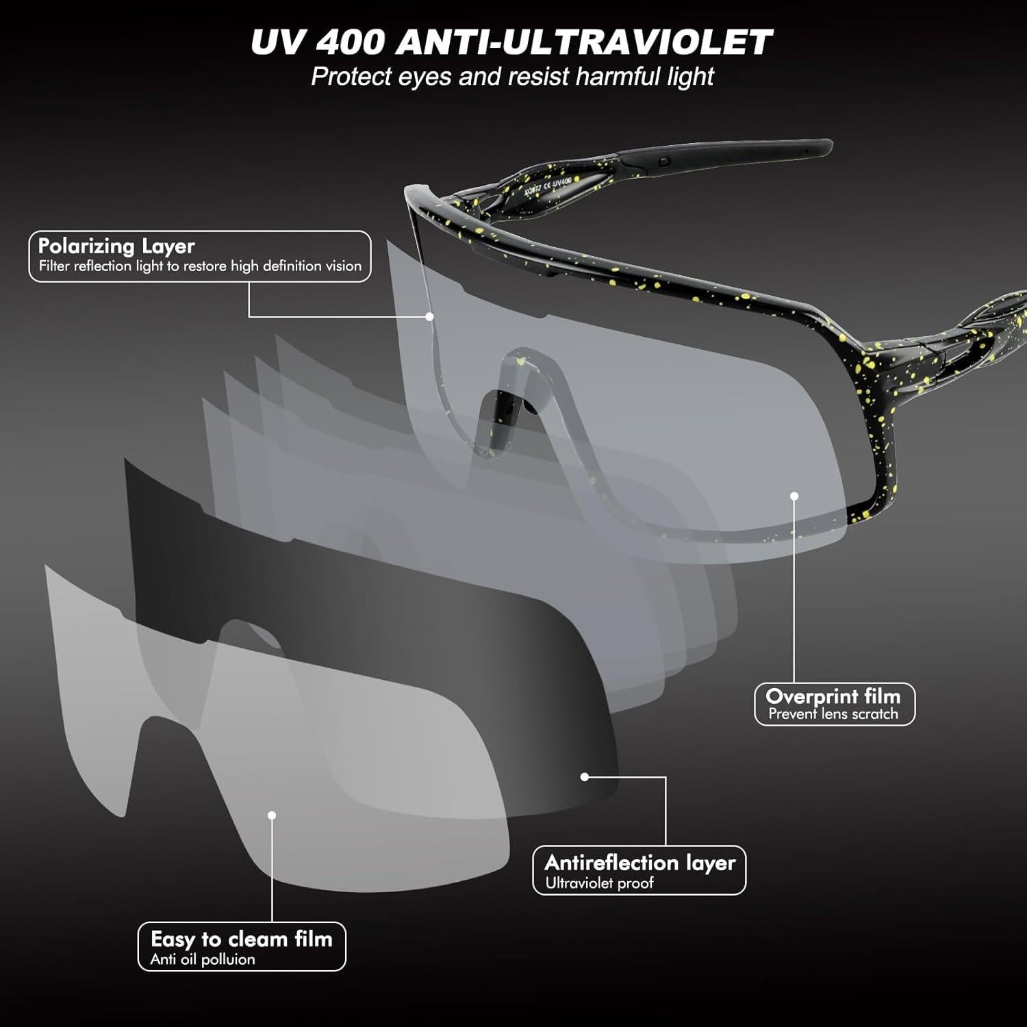 Gafas de Ciclismo BangLong UV400, Ligeras y Comodas