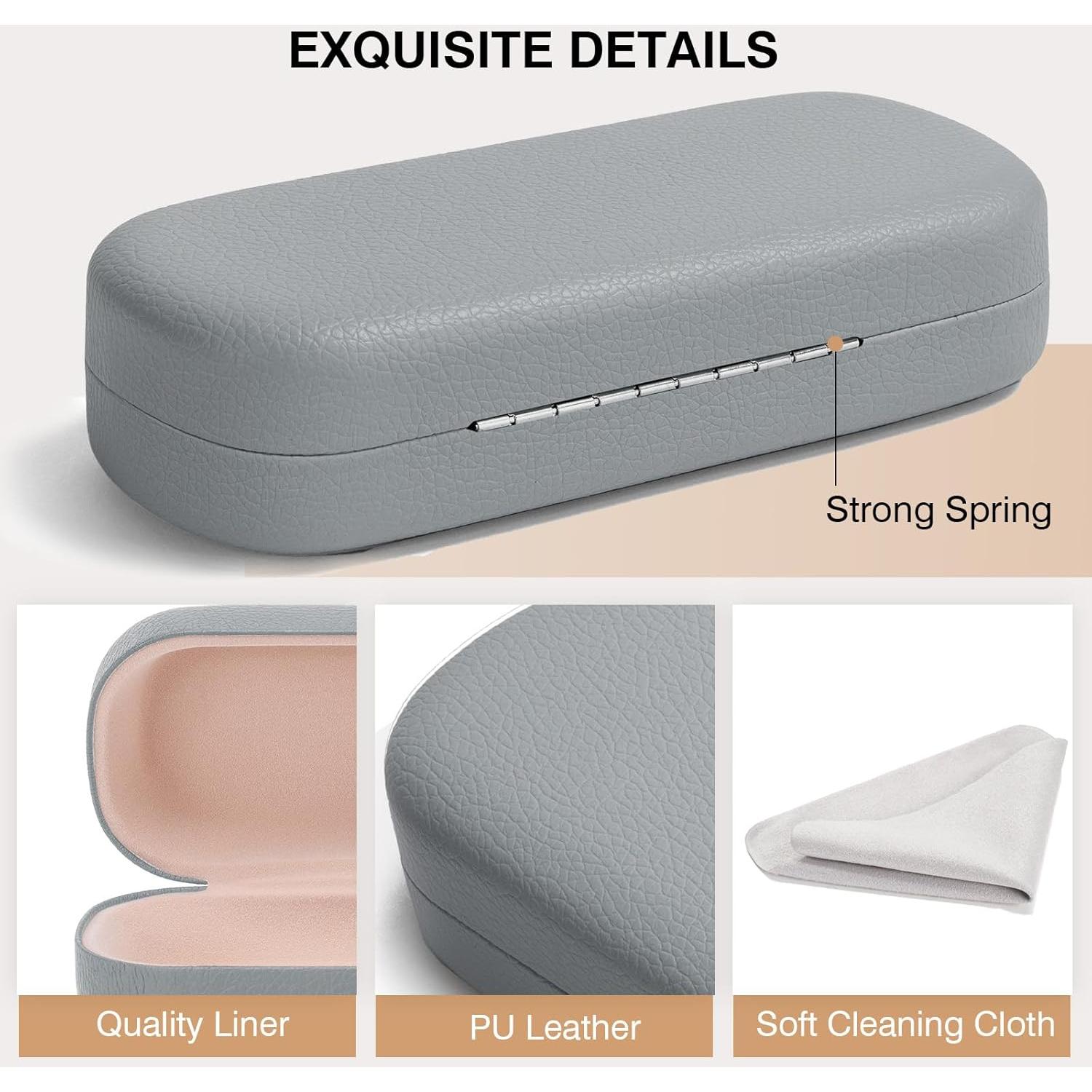 Estuche Duro para Gafas Marvolia Gris con Paño de Limpieza