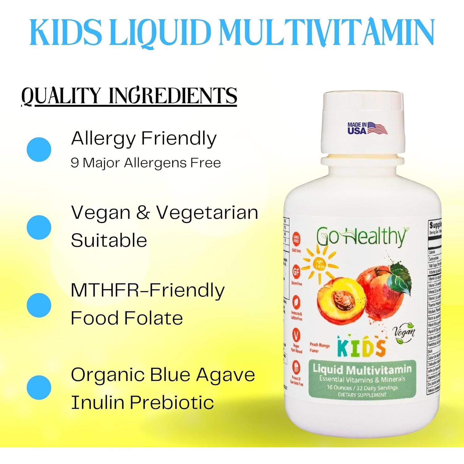 Multivitamina Líquida Go Healthy Kids Durazno Mango 480ml