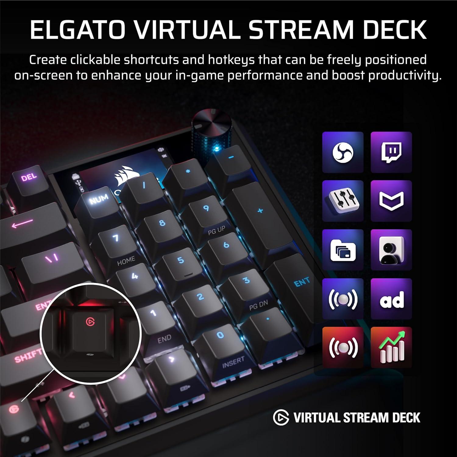 Teclado Mecánico Gaming Corsair Vanguard 96% con Pantalla LCD