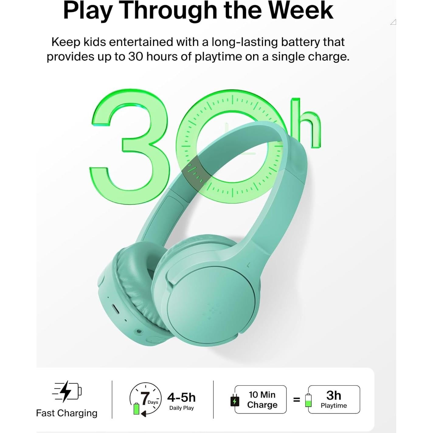 Auriculares Inalámbricos Bluetooth Belkin para Niños 30H Batería