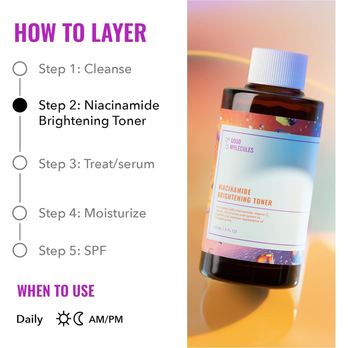 Tónico Iluminador Good Molecules 113ml Niacinamida y Vitamina C