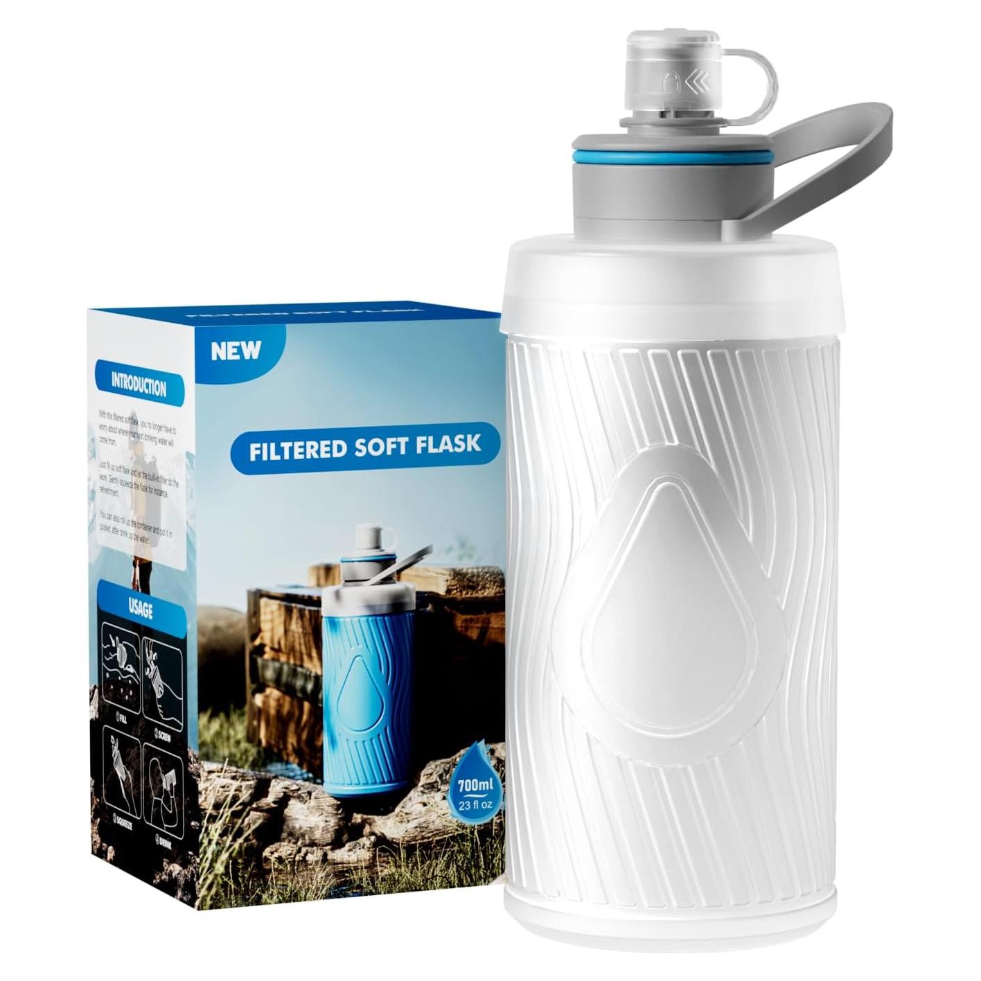 Botella de Agua Filtrada SurviMate 700ml Plegable Ultra Ligera