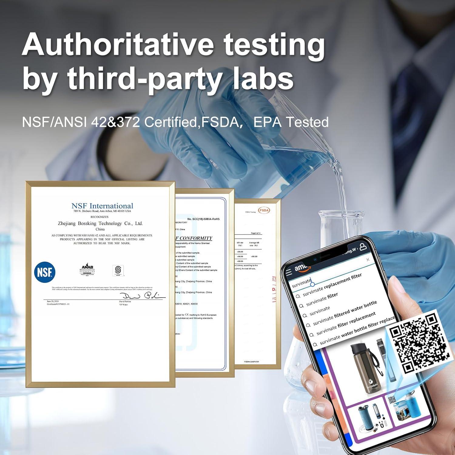 Botella de Agua Filtrada SurviMate 700ml Plegable Ultra Ligera