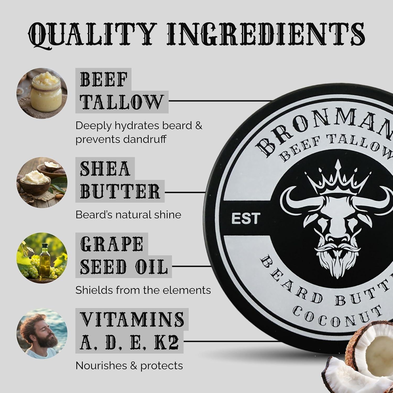 Mantequilla para Barba Bronmans 113g Hidratante Coco