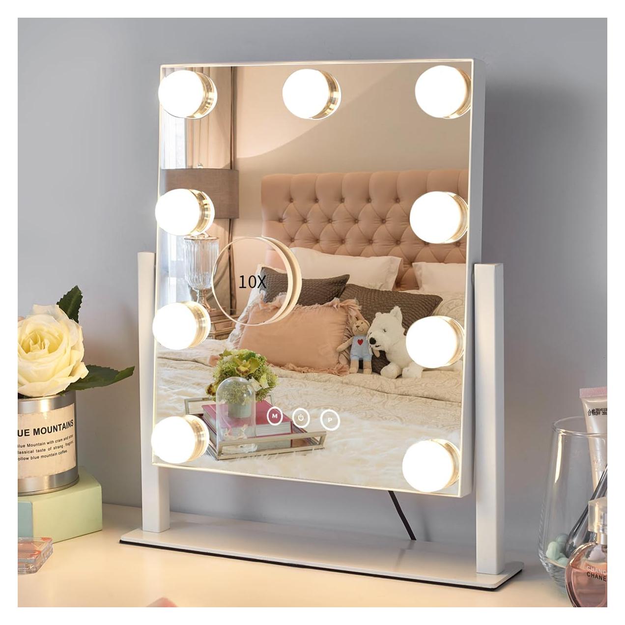 Espejo de tocador iluminado Kotdning 30x36 cm 10X aumento