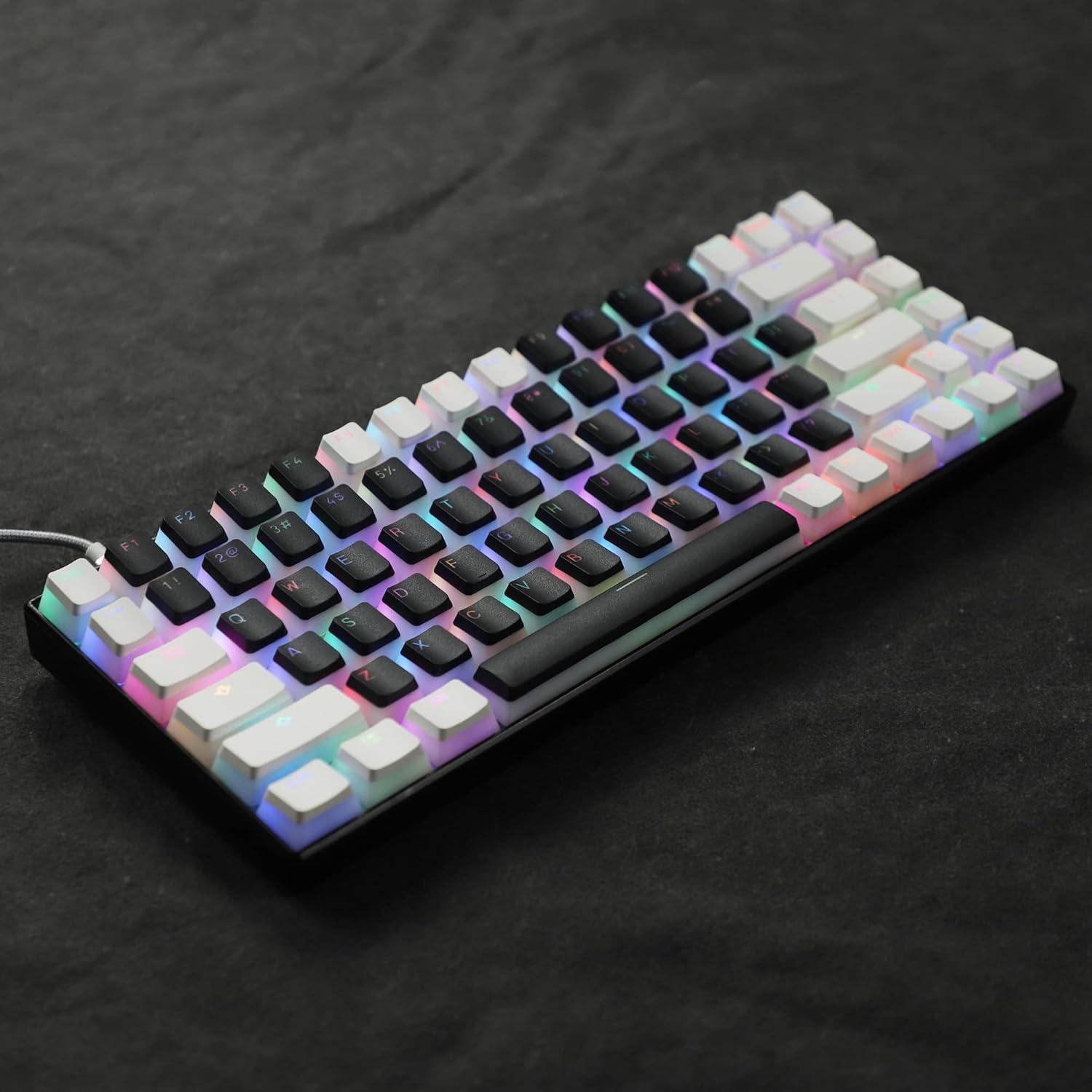 Conjunto de Teclas PBT Doble Tiro YMDK 117 Blanco Negro ANSI ISO