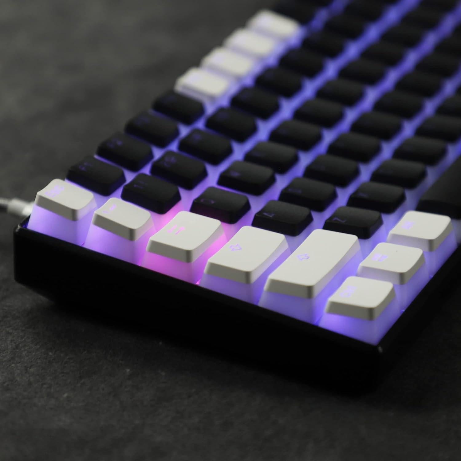 Conjunto de Teclas PBT Doble Tiro YMDK 117 Blanco Negro ANSI ISO