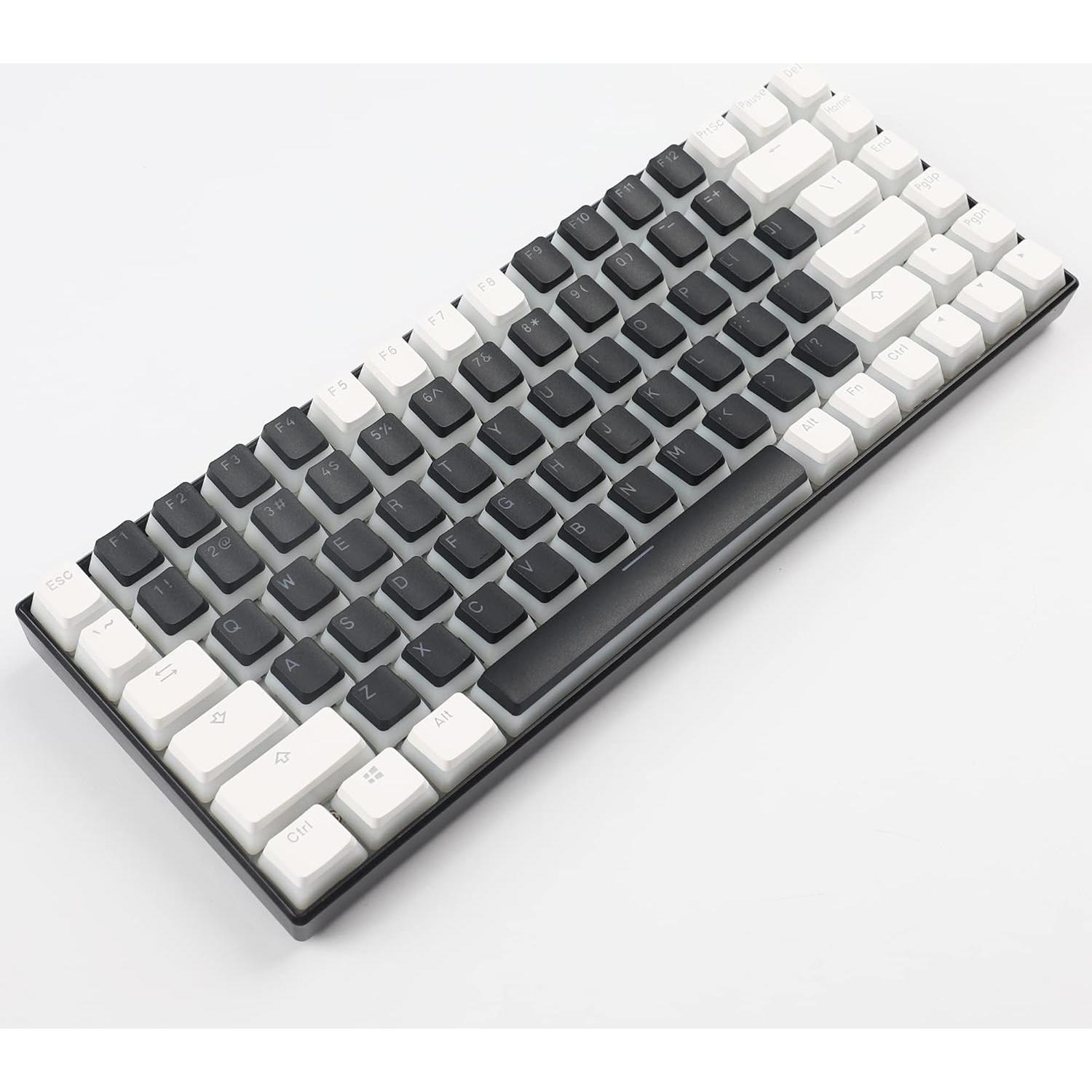 Conjunto de Teclas PBT Doble Tiro YMDK 117 Blanco Negro ANSI ISO