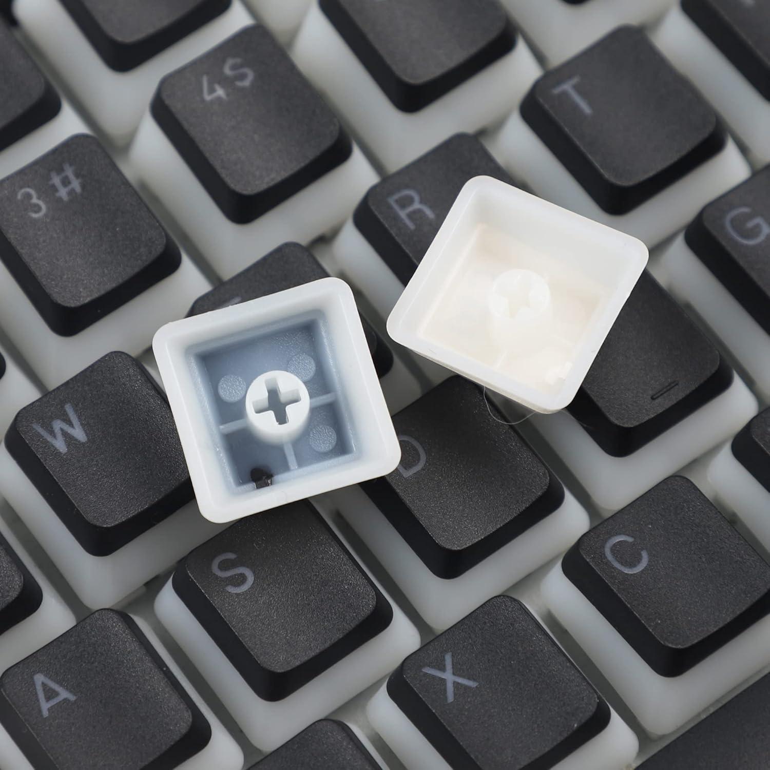 Conjunto de Teclas PBT Doble Tiro YMDK 117 Blanco Negro ANSI ISO