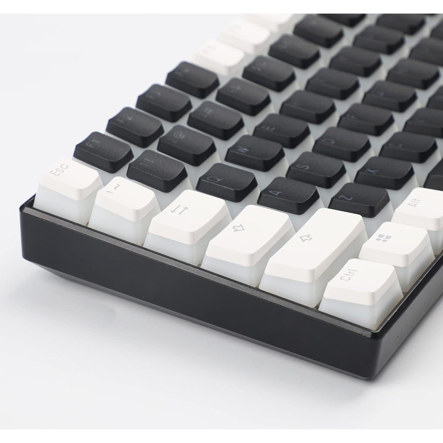 Conjunto de Teclas PBT Doble Tiro YMDK 117 Blanco Negro ANSI ISO