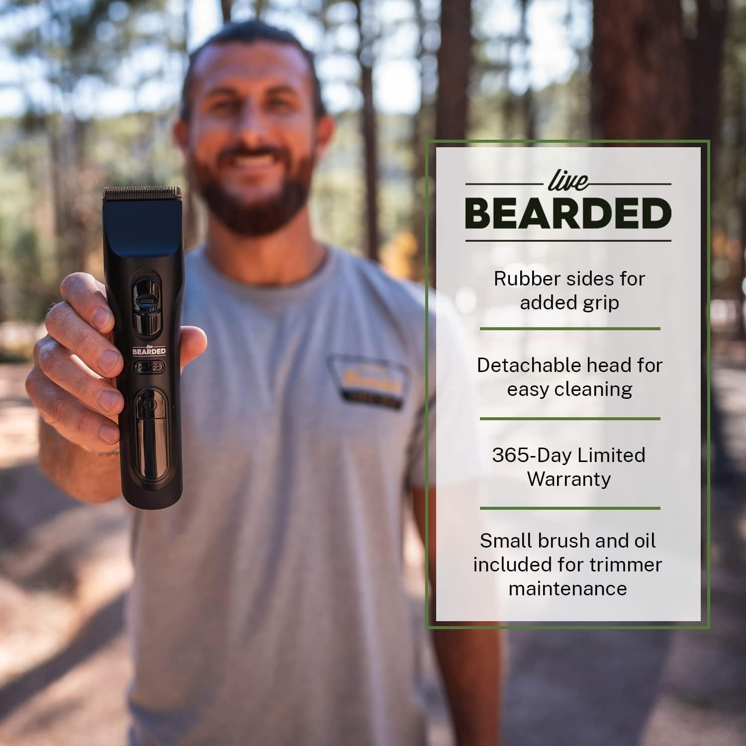 Recortadora de Barba Live Bearded MT-1 - Cerámica, 4h Uso