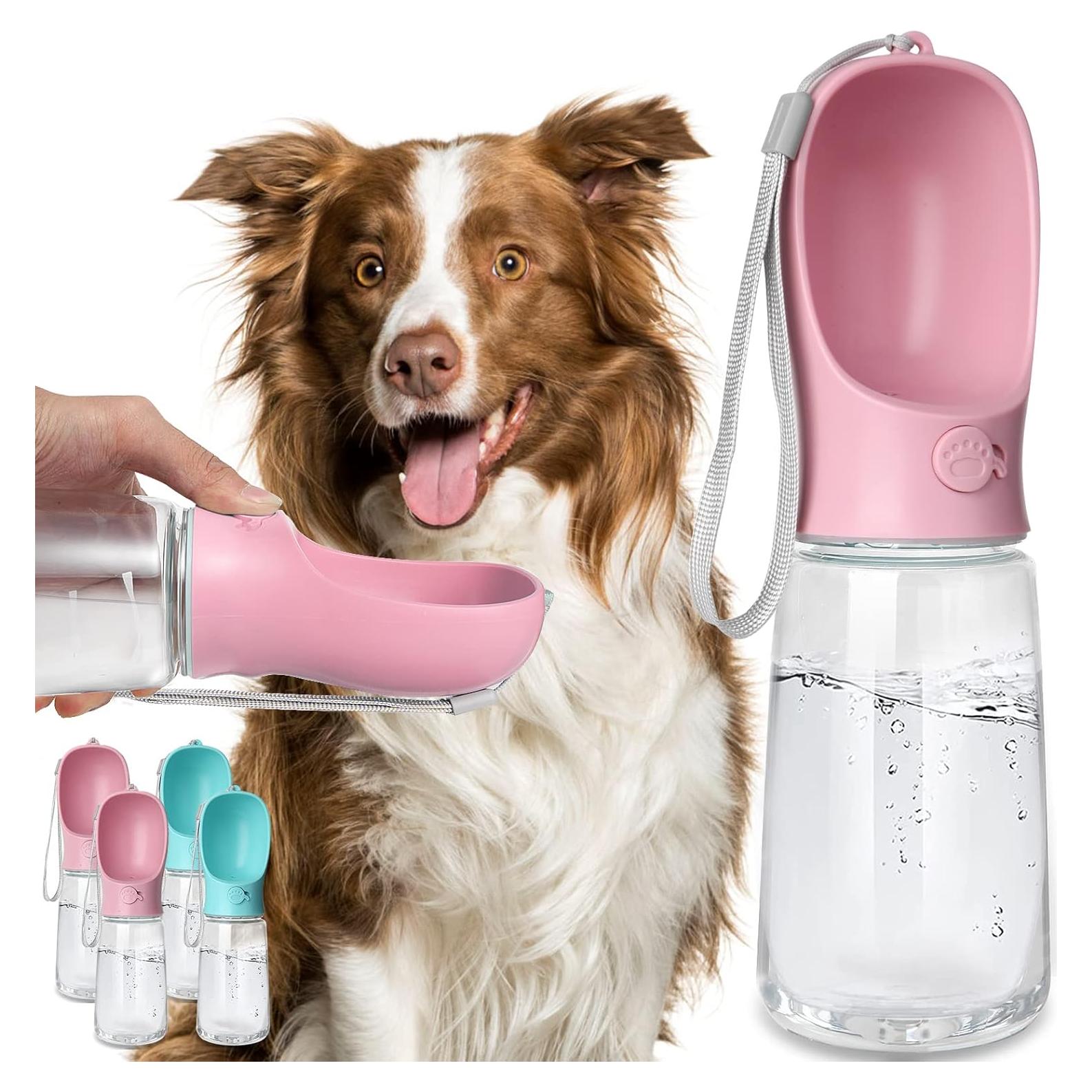 Botella de Agua para Perros Kalimdor 0.56L Rosa a Prueba de Fugas