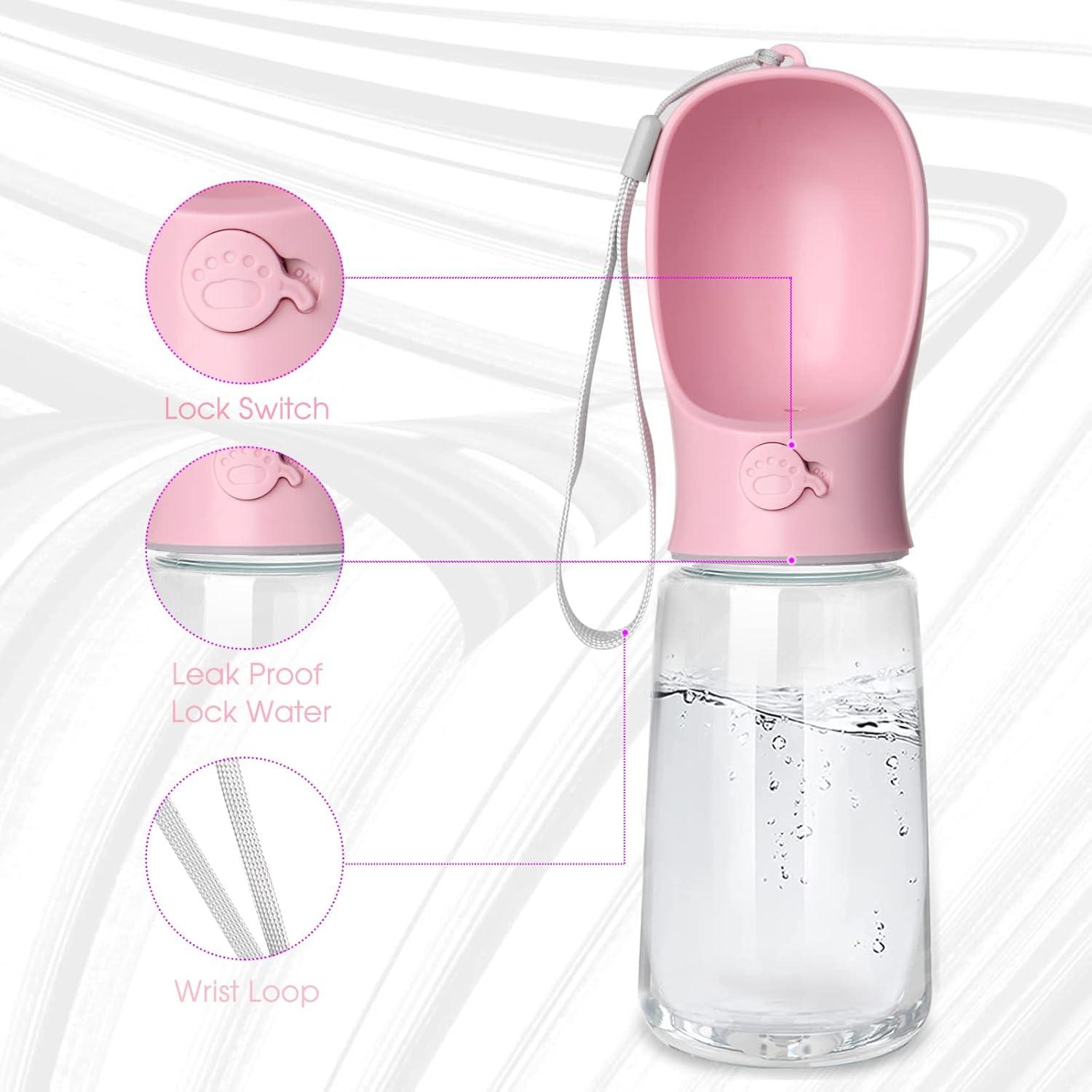 Botella de Agua para Perros Kalimdor 0.56L Rosa a Prueba de Fugas