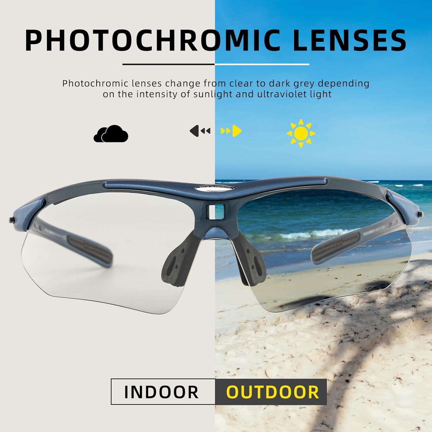 Gafas de sol deportivas ROCKBROS fotochromic UV400 gris azul