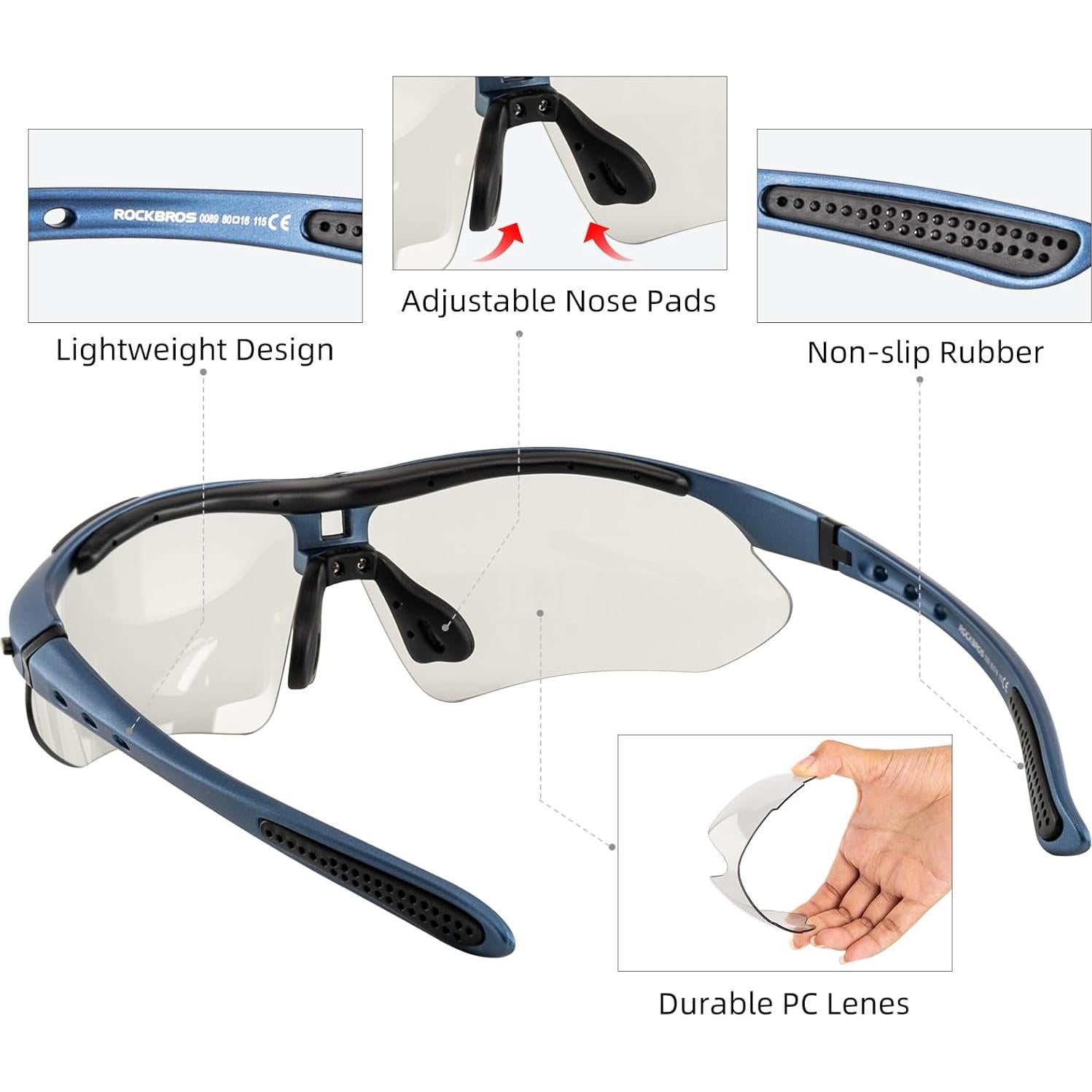 Gafas de sol deportivas ROCKBROS fotochromic UV400 gris azul