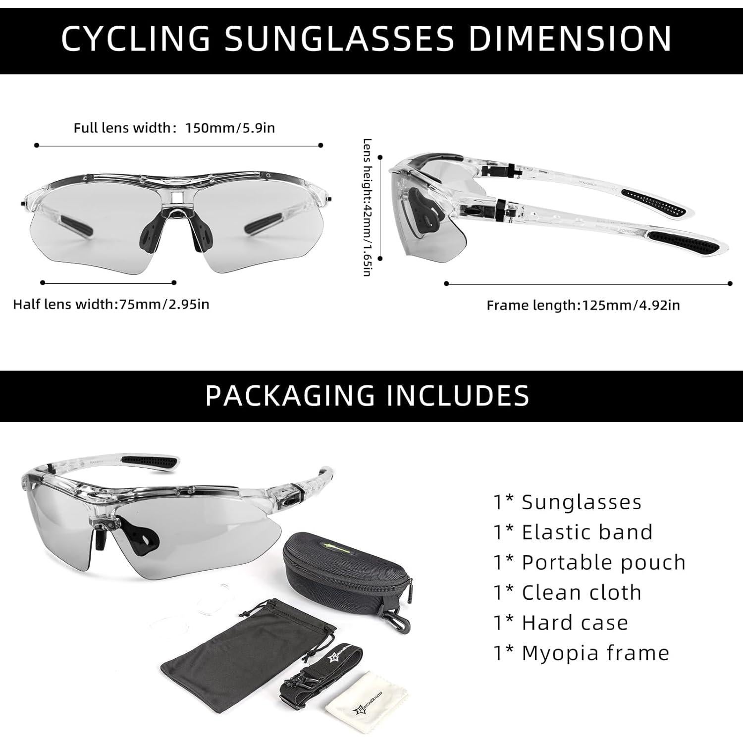 Gafas de sol deportivas ROCKBROS fotochromic UV400 gris